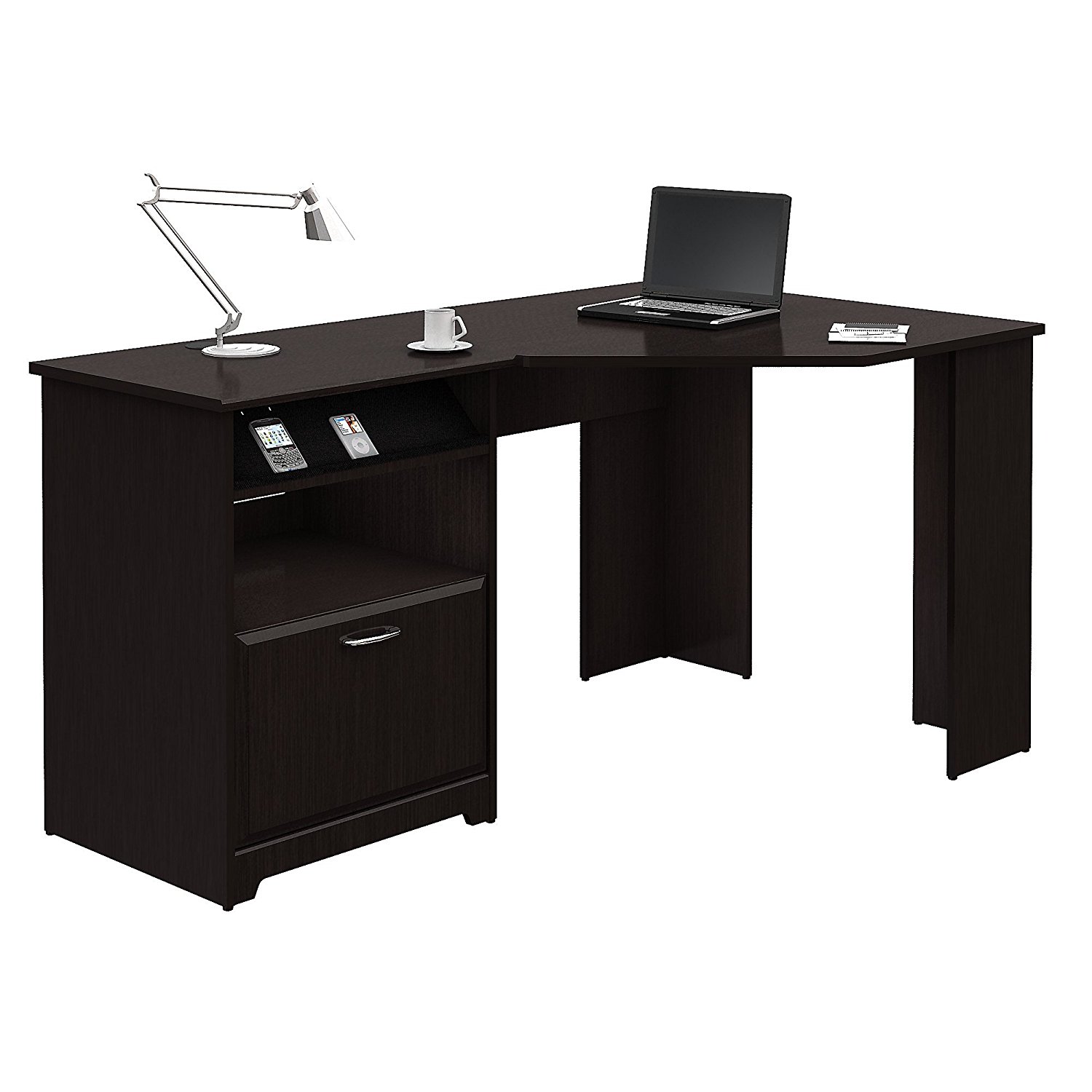 Bush Furniture WC3183003K Cabot L Shaped Desk In Espresso Oak Finish