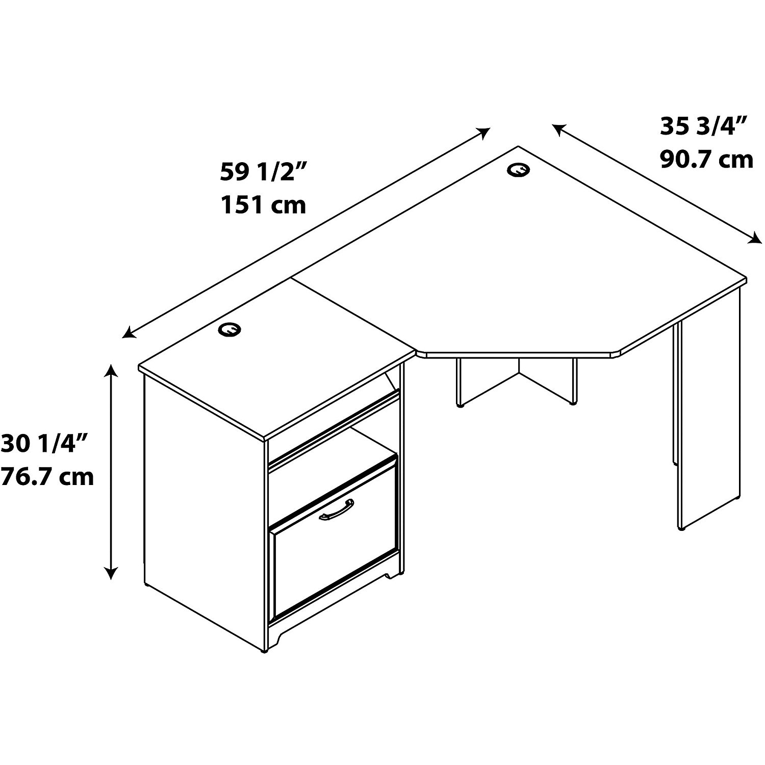 Bush Furniture WC3183003K Cabot L Shaped Desk In Espresso Oak Finish