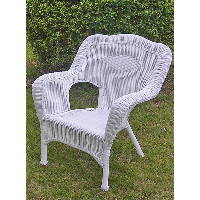International Caravan 31802CHWT Resin Wicker Patio Lounge Chairs Set of