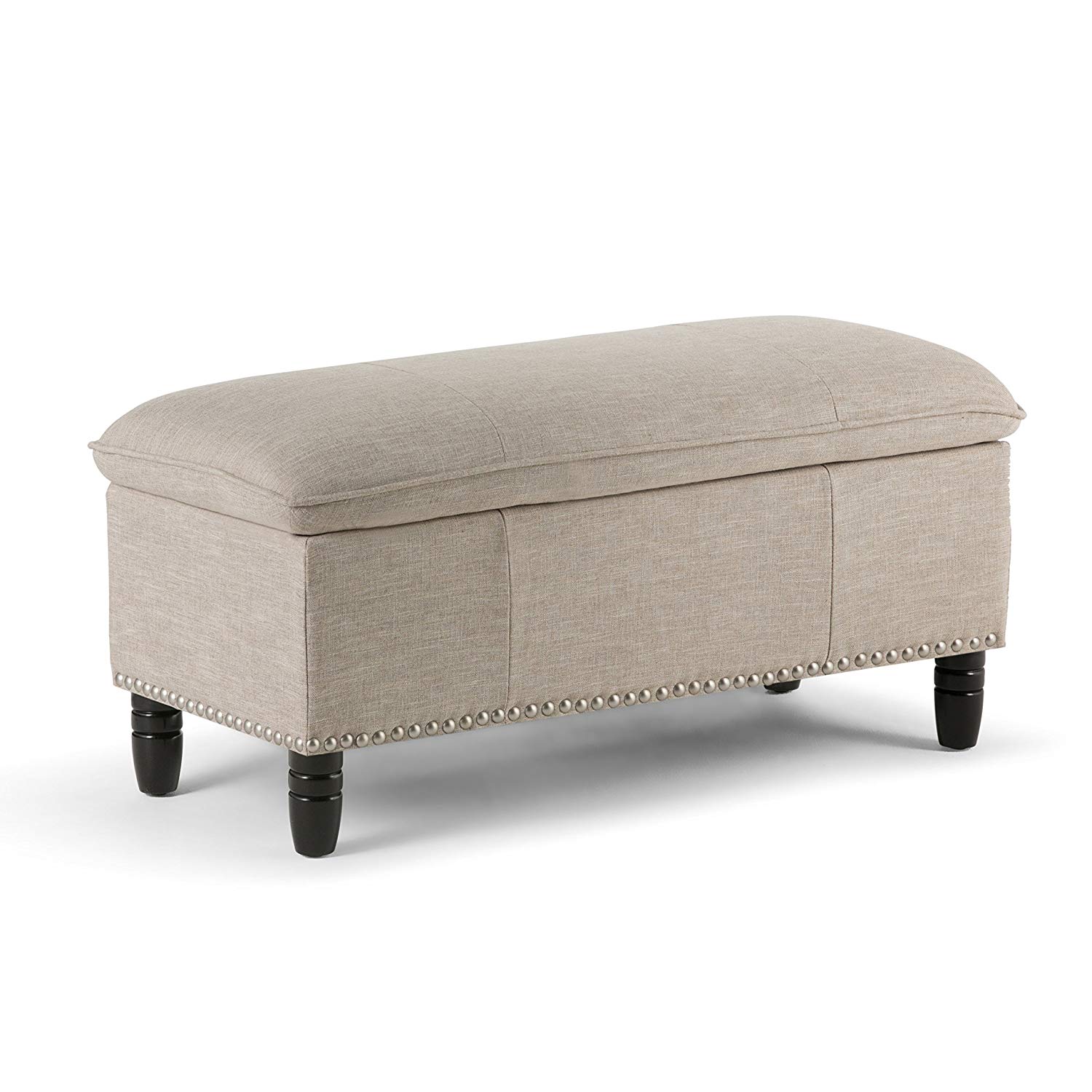 Simpli Home Emily Rectangular Pillow Top Storage Ottoman Bench in