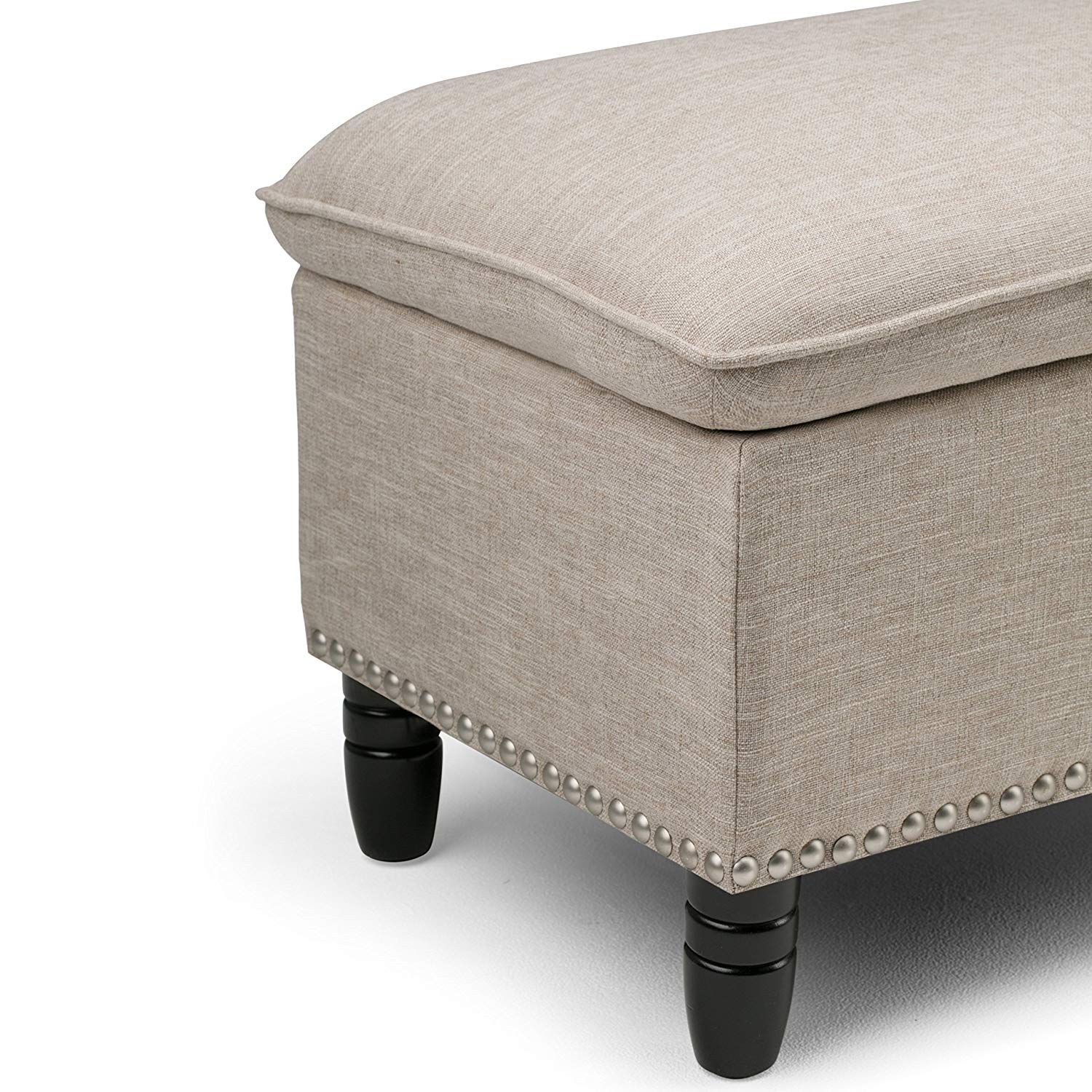Simpli Home Emily Rectangular Pillow Top Storage Ottoman Bench in