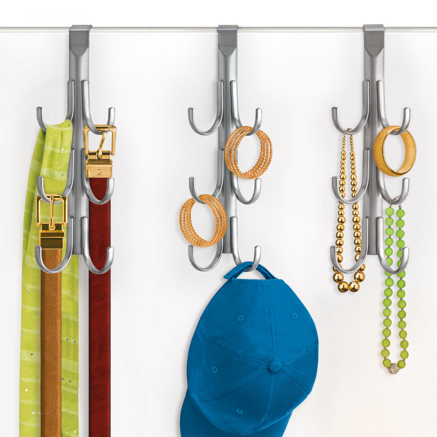 Lynk Over Door Accessory Hanger Vertical 6 Hook Rack (Set of 2