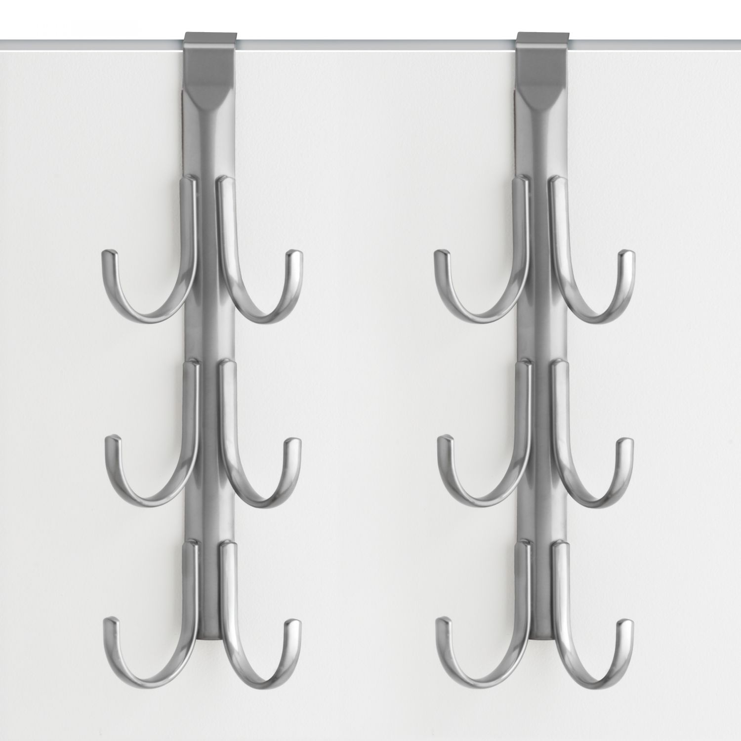 Lynk Over Door Accessory Hanger Vertical 6 Hook Rack (Set of 2