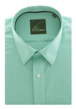 Green Mini Checks in Yarn Dyed Cotton