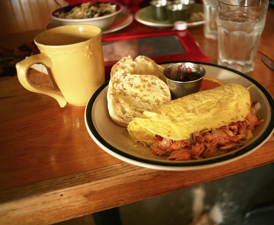 Salmon omelette at the Renaissance doesn't need anything more than fresh caught salmon to be a culinary masterpiece