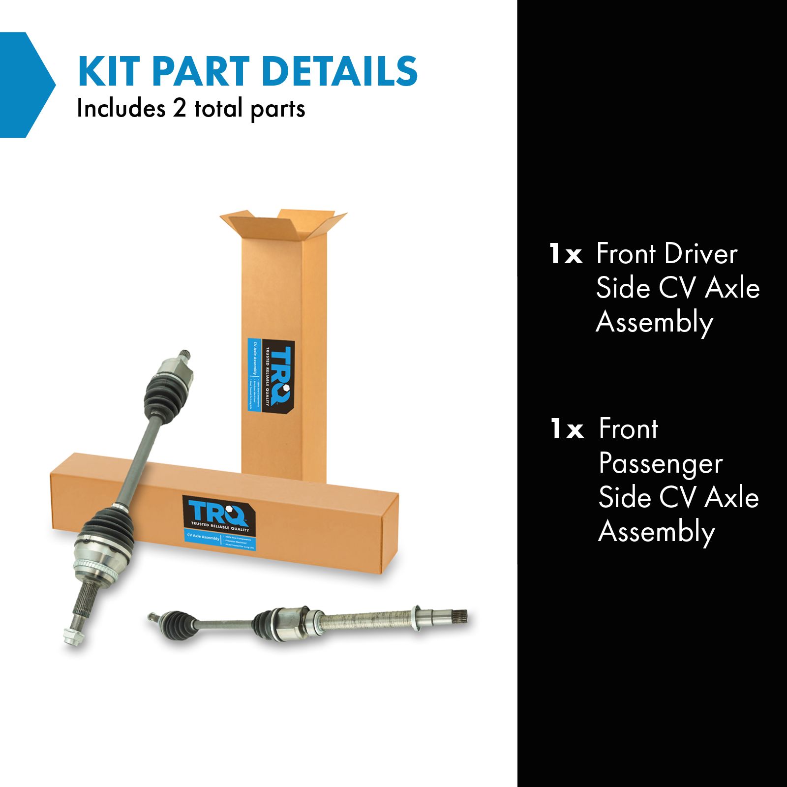 TRQ Front Driver and Passenger Side CV Axle Assembly Set 2 Piece Compatible with 2011-2016 Toyota Sienna Front Wheel Drive Models ONLY / 2WD ONLY