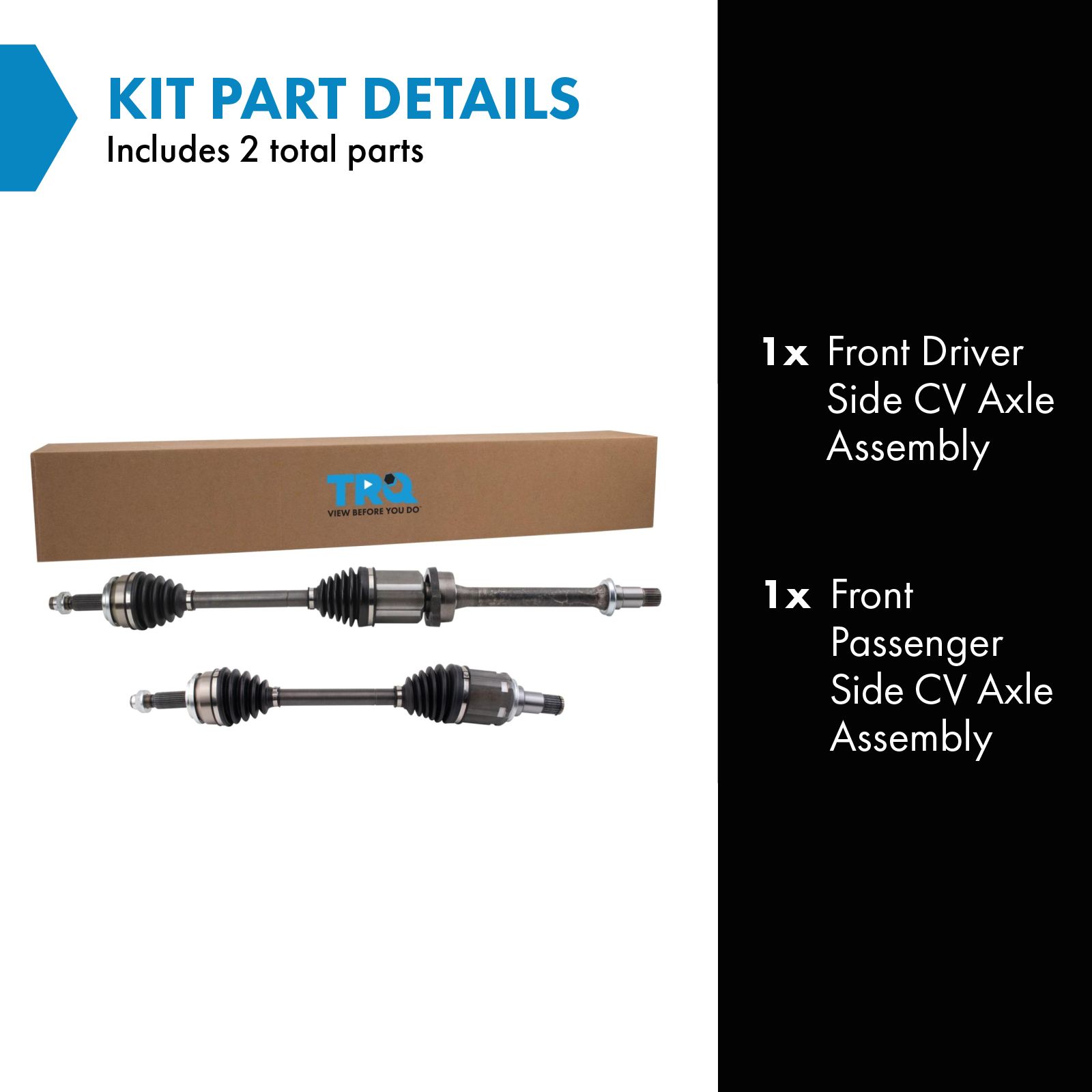 TRQ Front Left and Right CV Axle Assembly Set 2 Piece Compatible with 2018-2022 Toyota C-HR