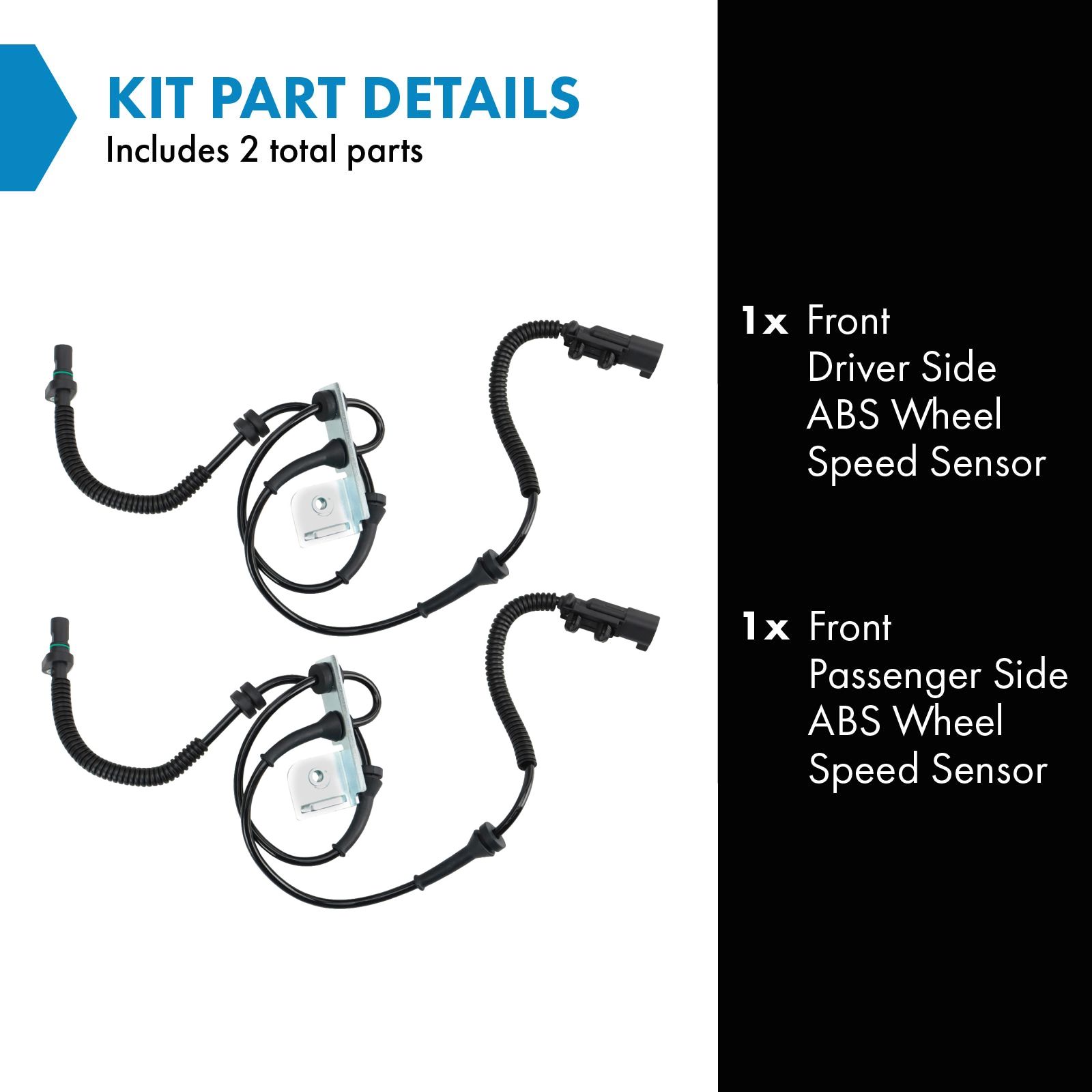 TRQ Front ABS Wheel Speed Sensor Set Compatible with 2012-2016 Chrysler Town & Country 2012-2020 Dodge Grand Caravan 2012-2015 Ram C/V