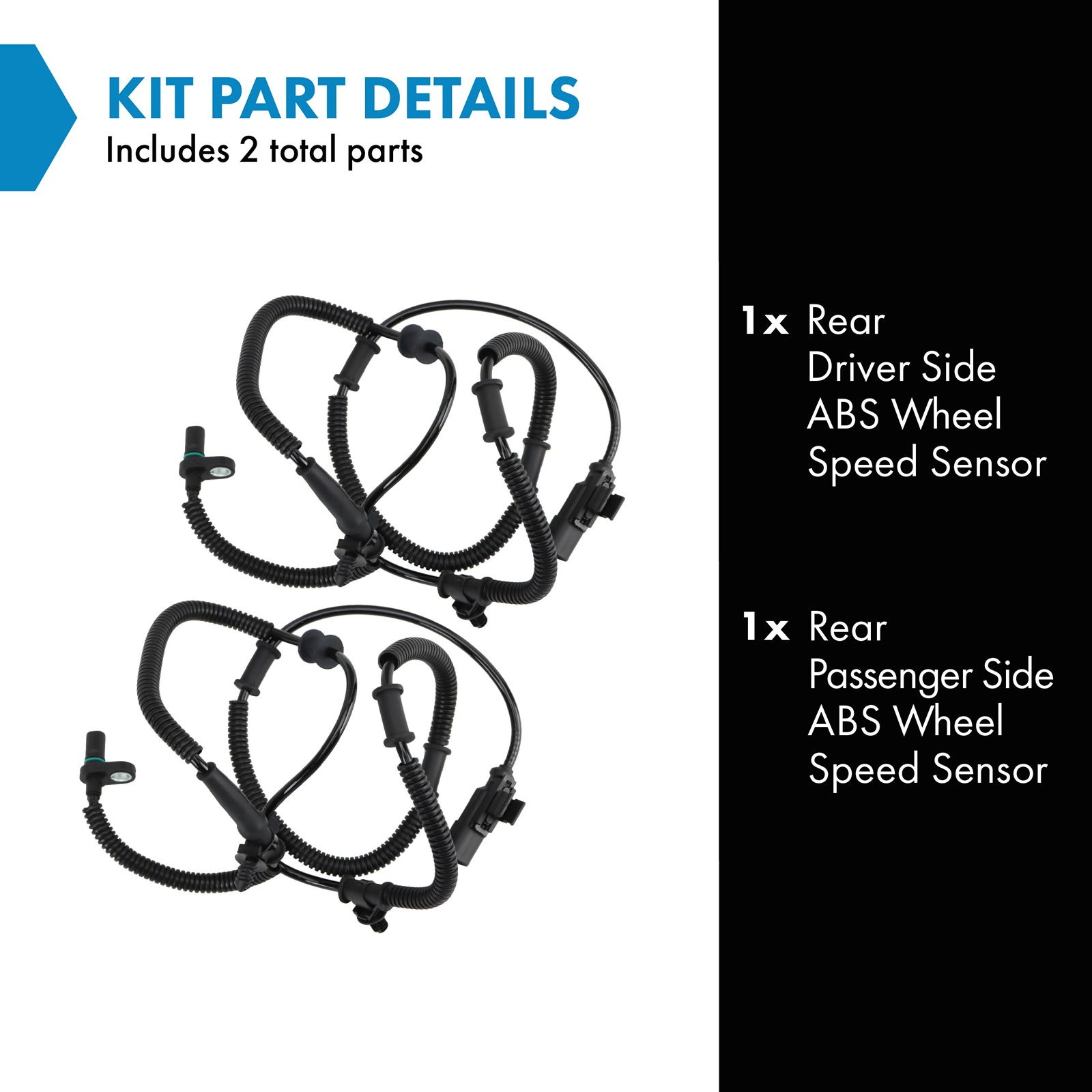 TRQ Rear ABS Wheel Speed Sensor Set Compatible with 2012-2016 Chrysler Town & Country 2012-2020 Dodge Grand Caravan 2012-2015 Ram C/V