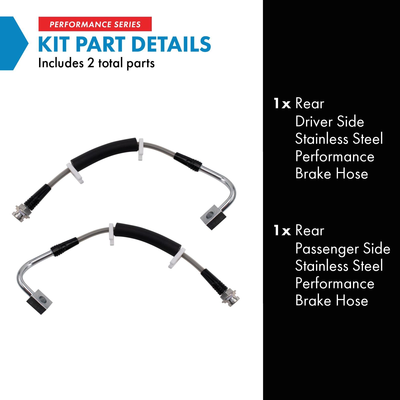 TRQ Rear Brake Hose Set Compatible with 2011-2016 Chrysler Town Country Dodge Grand Caravan 2012-2015 Ram C/V 2011-2014 Volkswagen Routan