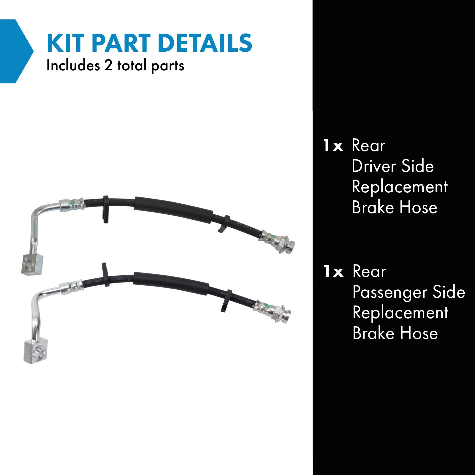 TRQ Rear Brake Hose Set Driver & Passenger Side Compatible with 2012-2016 Chrysler Town & Country 2012-2020 Dodge Grand Caravan 2012-2015 Ram C/V