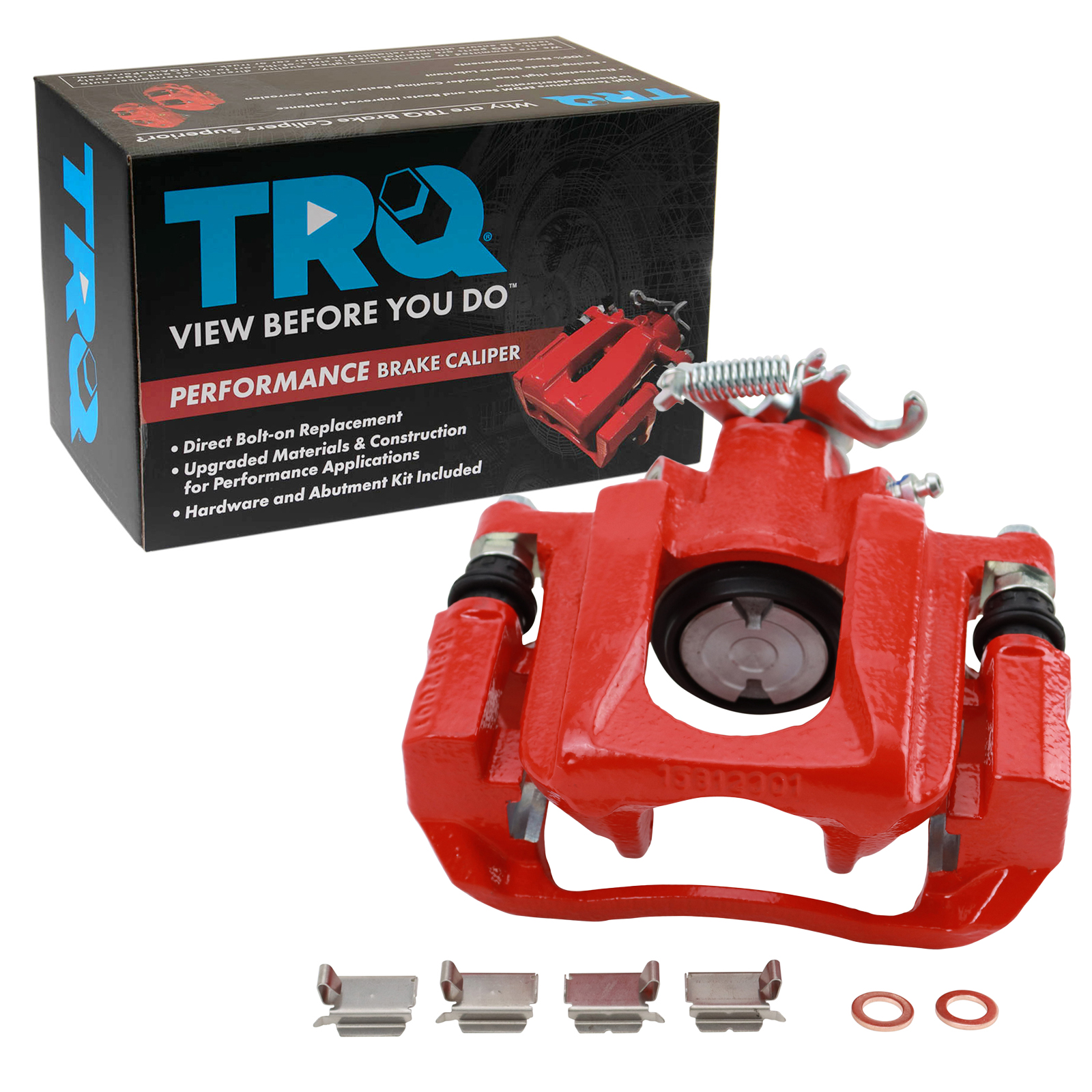 TRQ Rear Right Brake Caliper Red with Mounting Bracket Performance Passenger Side Compatible with 2008-2016 Chrysler Town & Country Dodge Grand Caravan 2012-2015 Ram C/V 2009-2014 Volkswagen Routan