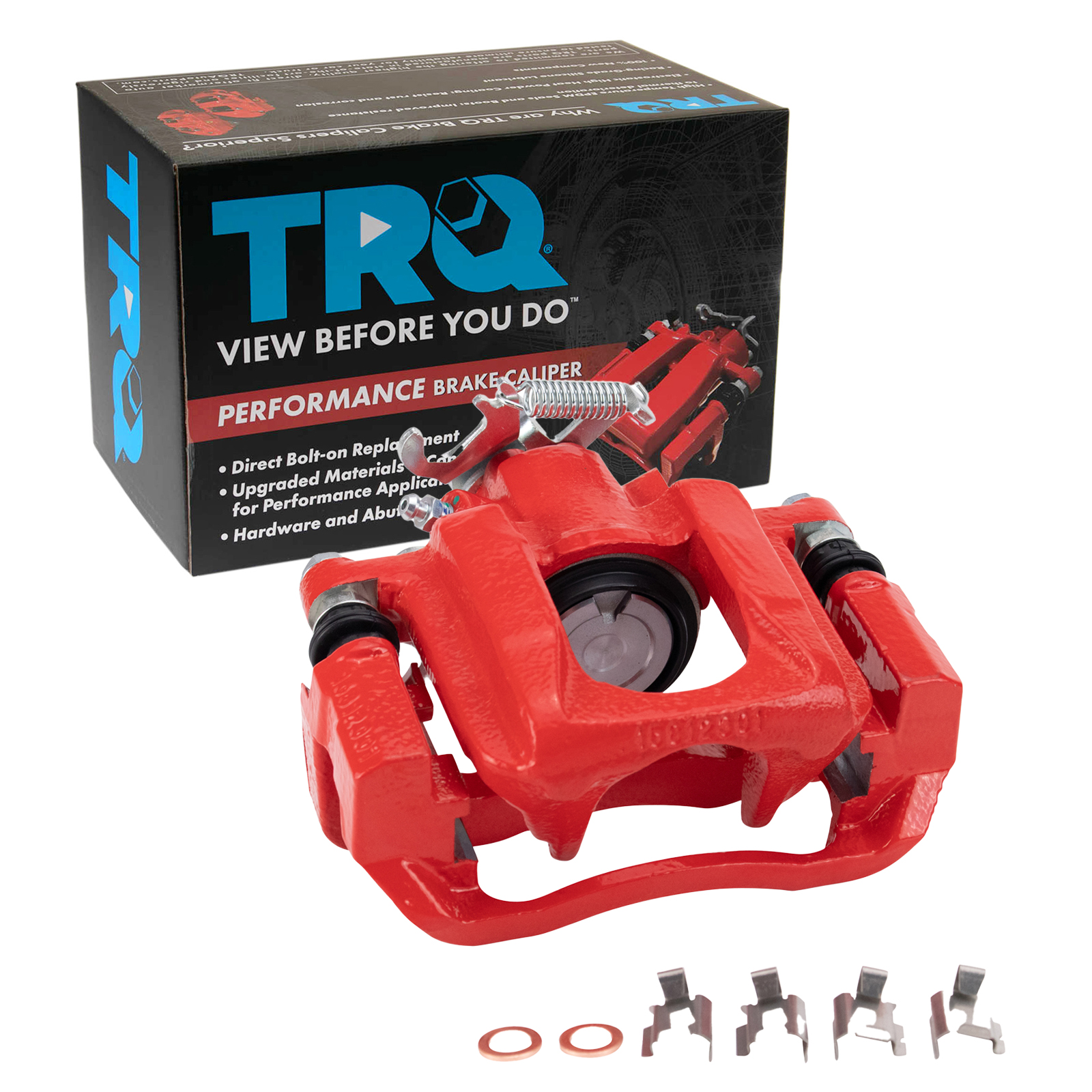 TRQ Rear Left Brake Caliper Red with Mounting Bracket Performance Driver Side Compatible with 2008-2016 Chrysler Town & Country Dodge Grand Caravan 2012-2015 Ram C/V 2009-2014 Volkswagen Routan