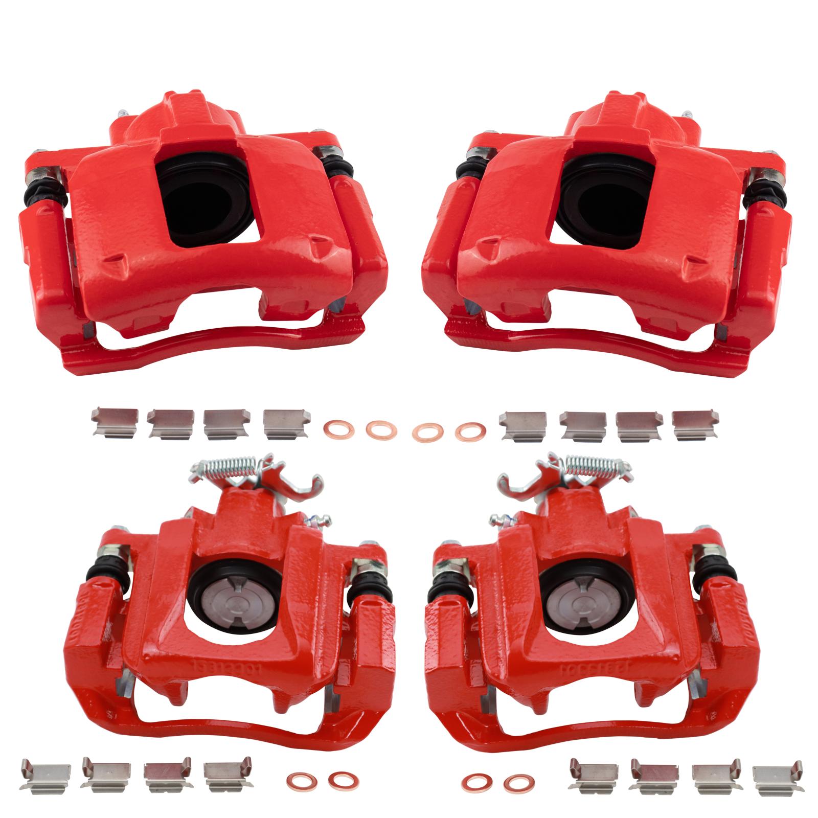 TRQ Front and Rear Brake Caliper Set Coated Brackets Compatible with 2008-2016 Chrysler Town and Country 2008-2016 Dodge Grand Caravan 2012-2015 Ram C V 2009-2014 Volkswagen Routan