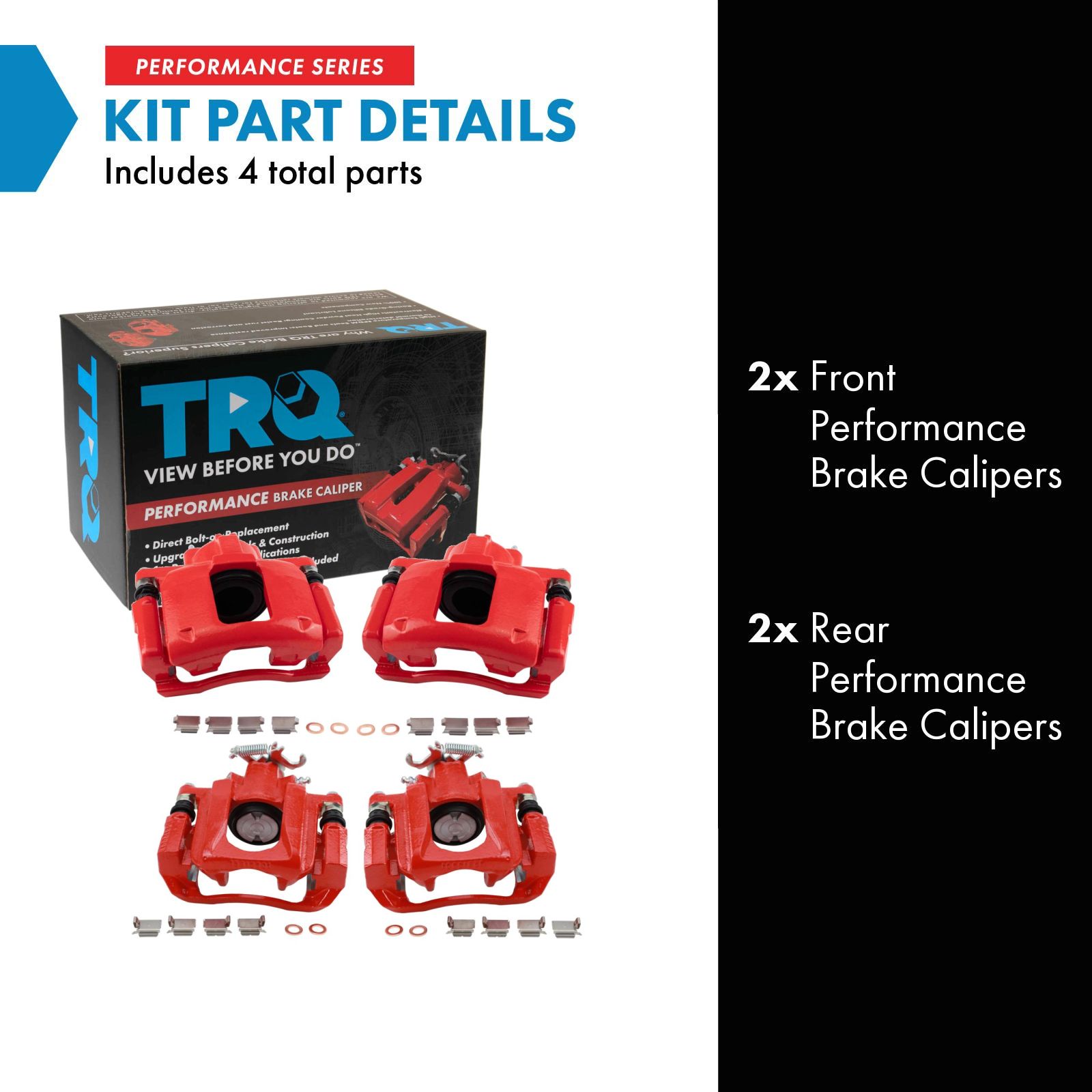 TRQ Front and Rear Brake Caliper Set Coated Brackets Compatible with 2008-2016 Chrysler Town and Country 2008-2016 Dodge Grand Caravan 2012-2015 Ram C V 2009-2014 Volkswagen Routan