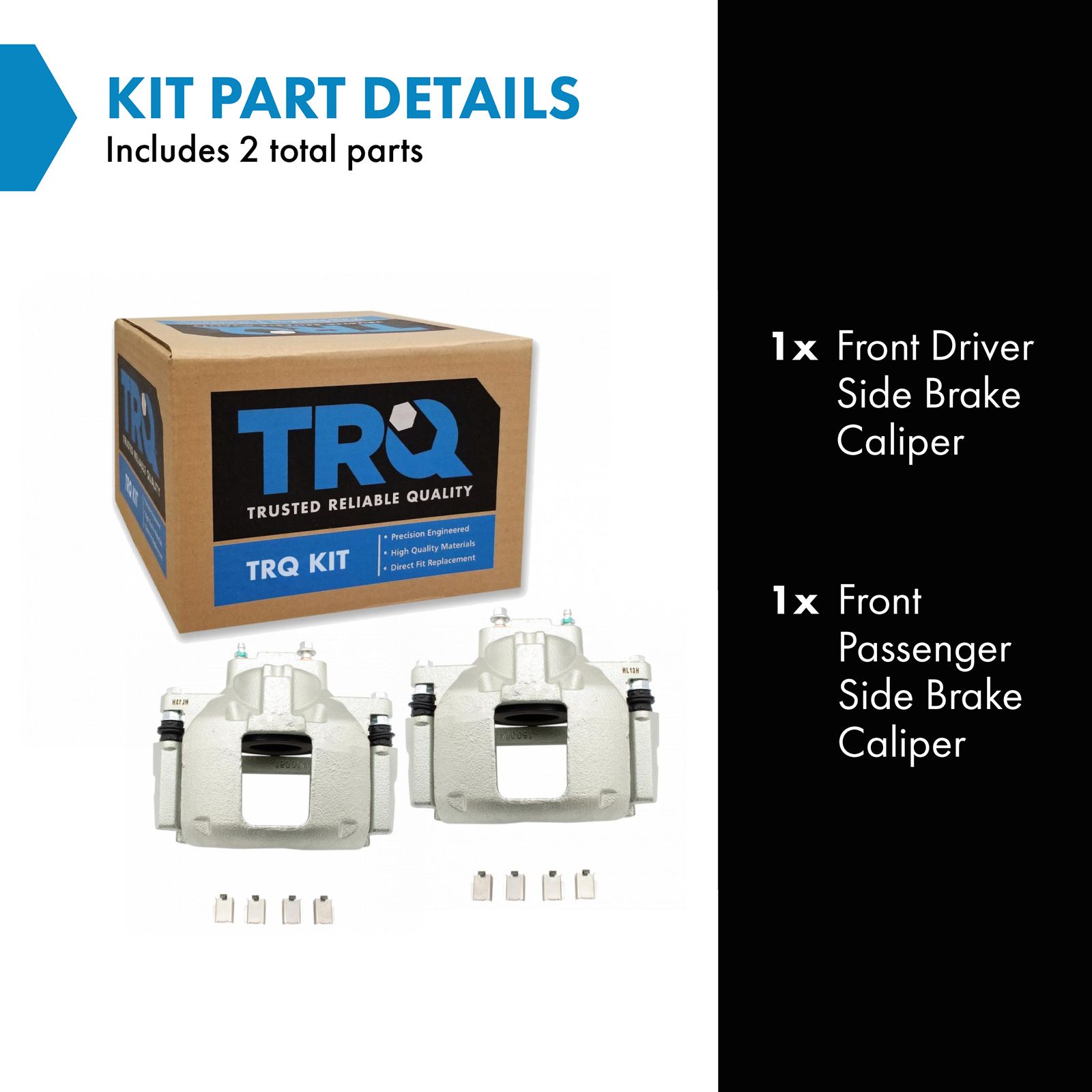 TRQ Front Brake Caliper Set Compatible with 08-16 Chrysler 07-16 Dodge 07-18 Jeep 12-15 Ram 09-14 Volkswagen