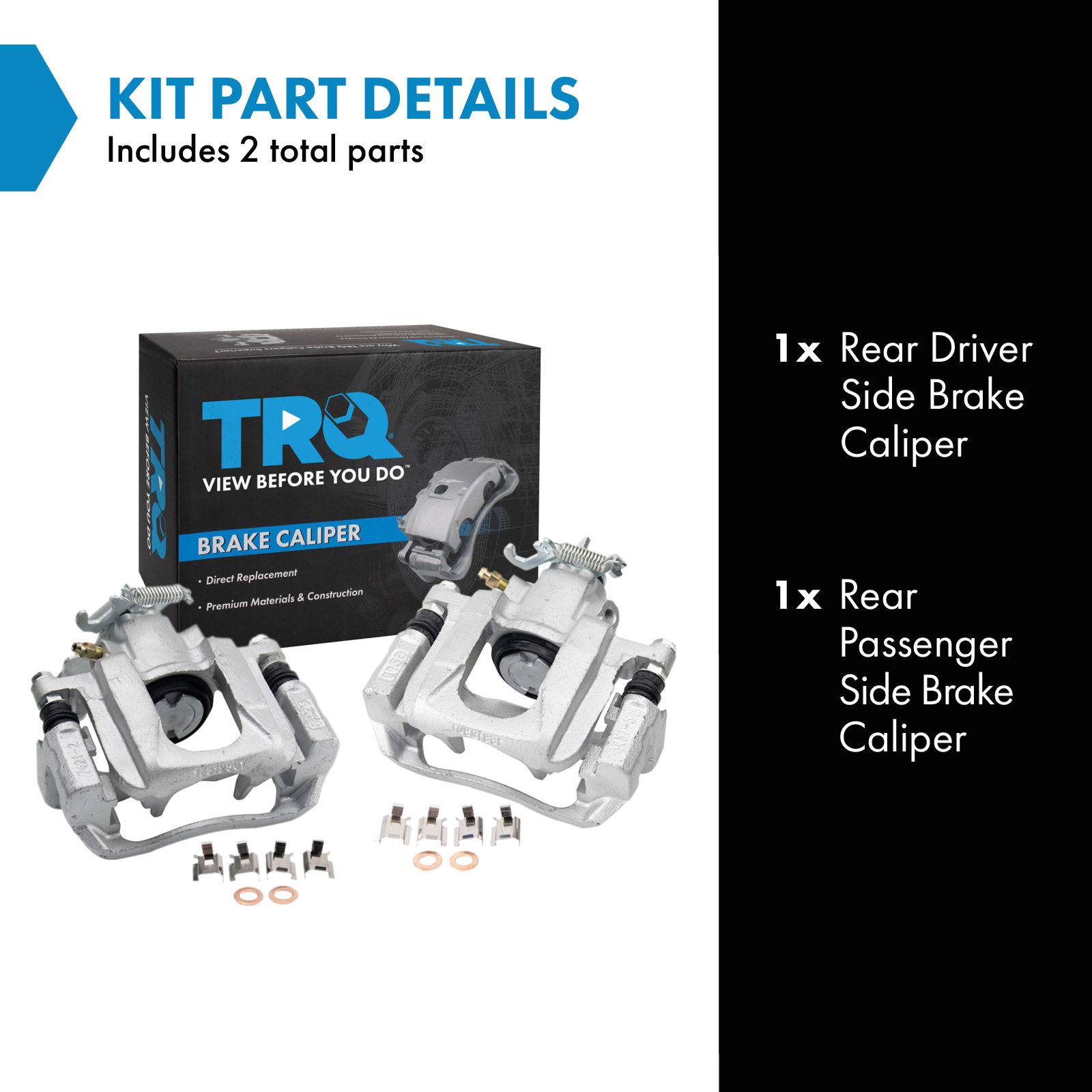 TRQ Rear Brake Caliper Set Zinc Coated Brackets Hardware Compatible with 2008-2016 Chrysler Town and Country 2008-2016 Dodge Grand Caravan 2012-2015 Ram C V 2009-2014 Volkswagen Routan
