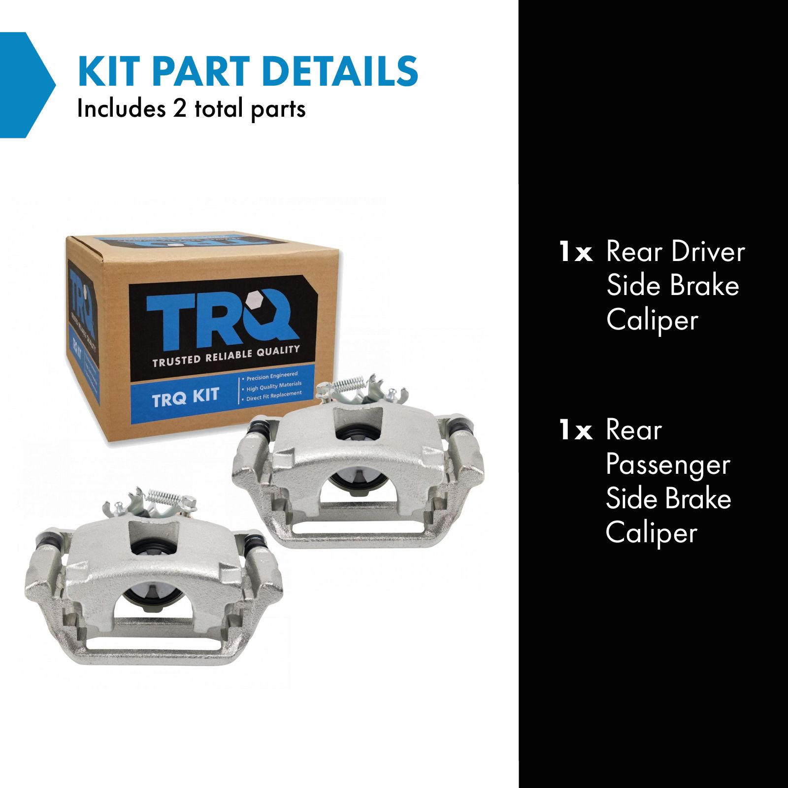 TRQ Rear Left and Right Brake Caliper Set Caliper Brackets Hardware Compatible with 12-16 Chrysler Town and Country with Dual Piston Front Calipers 17-18 Dodge Grand Caravan