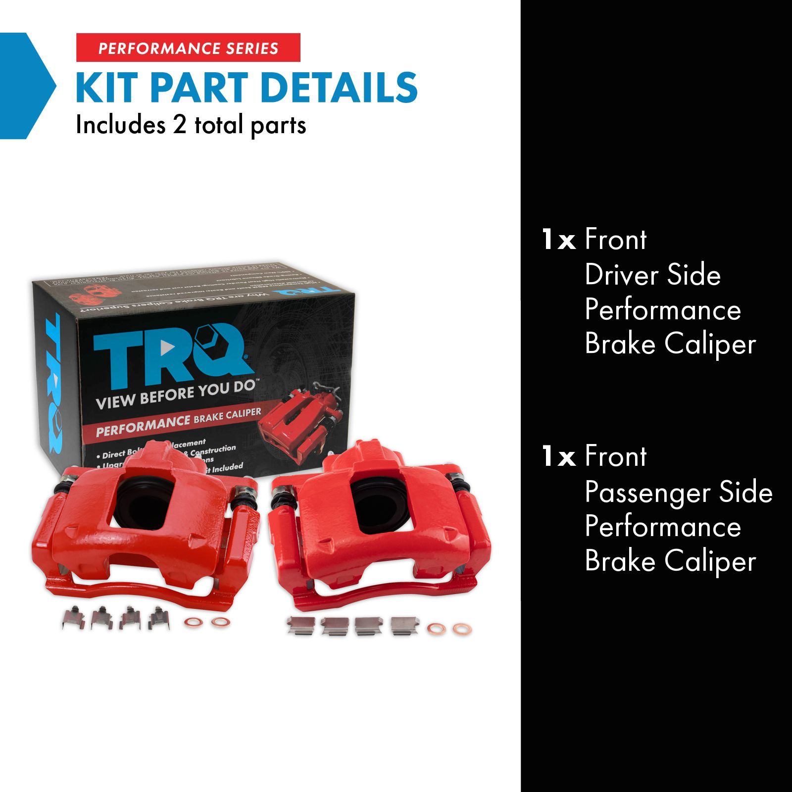 TRQ Performance Front Driver and Passenger Side Brake Caliper Set Compatible with 07-17 Jeep Wrangler without Heavy Duty Brakes 08-16 Chrysler Town and Country with Single Piston Front Calipers