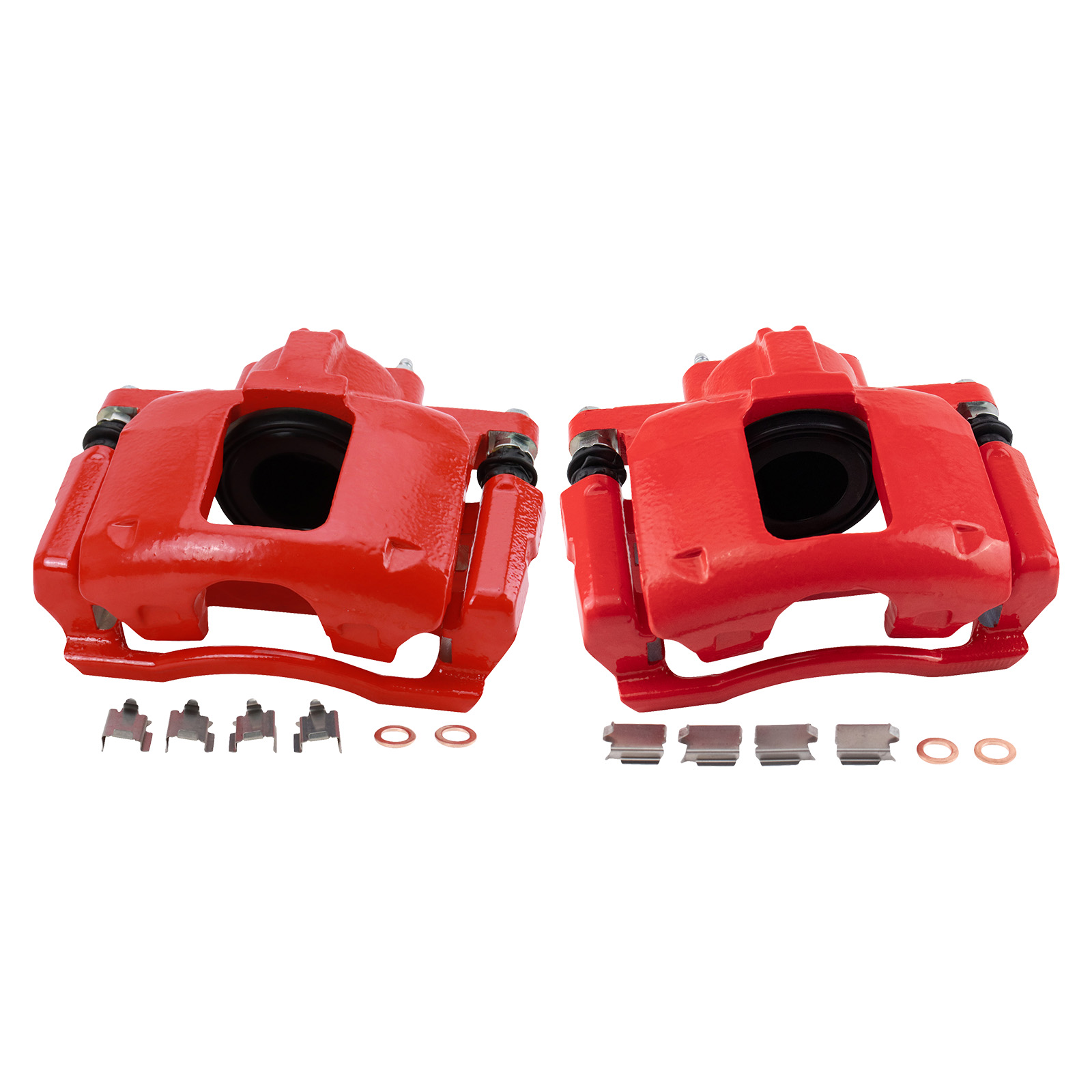 TRQ Performance Front Driver and Passenger Side Brake Caliper Set Compatible with 07-17 Jeep Wrangler without Heavy Duty Brakes 08-16 Chrysler Town and Country with Single Piston Front Calipers