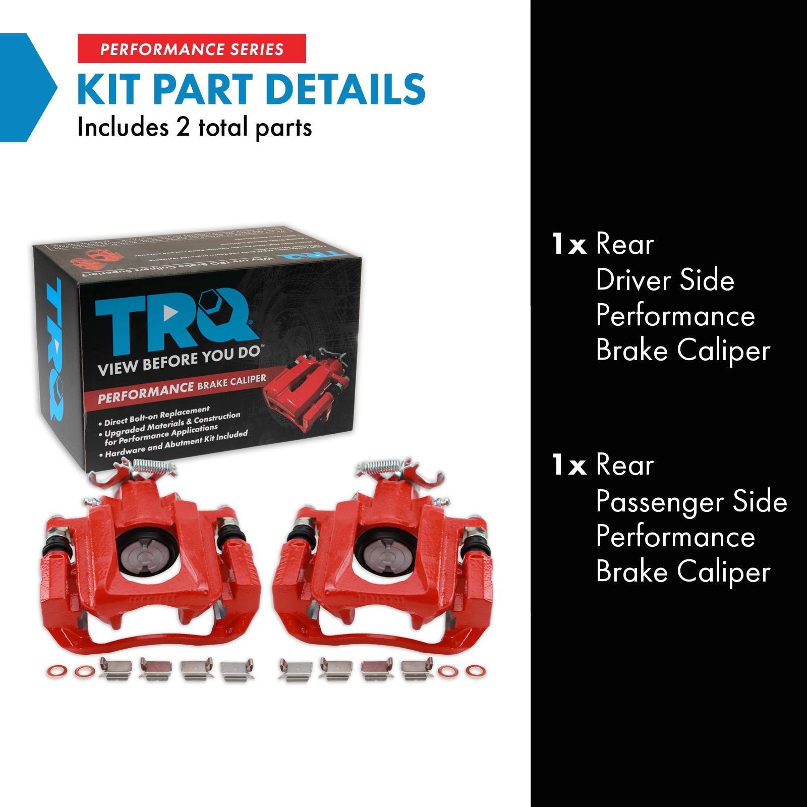 TRQ Rear Brake Caliper Set Painted Red Compatible with 2008-2016 Chrysler Town and Country 2008-2016 Dodge Grand Caravan 2012-2015 Ram C V 2009-2014 Volkswagen Routan