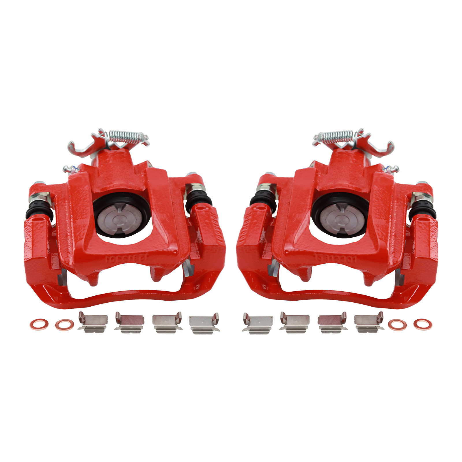 TRQ Rear Brake Caliper Set Painted Red Compatible with 2008-2016 Chrysler Town and Country 2008-2016 Dodge Grand Caravan 2012-2015 Ram C V 2009-2014 Volkswagen Routan