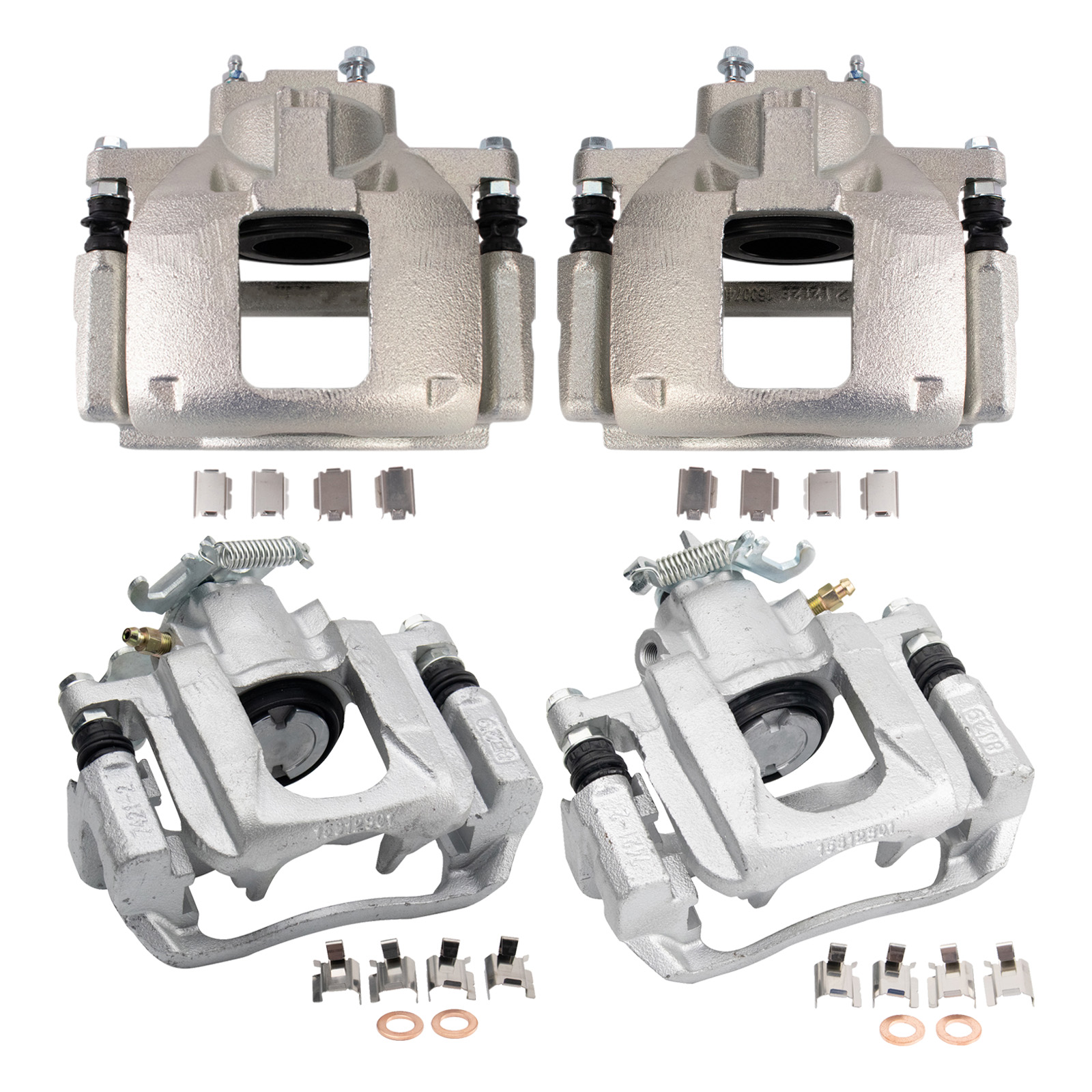 TRQ Front and Rear Brake Caliper Set Zinc Coated Brackets Hardware Compatible with 2008-2016 Chrysler Town and Country 2008-2016 Dodge Grand Caravan 2012-2015 Ram C V 2009-2014 Volkswagen Routan