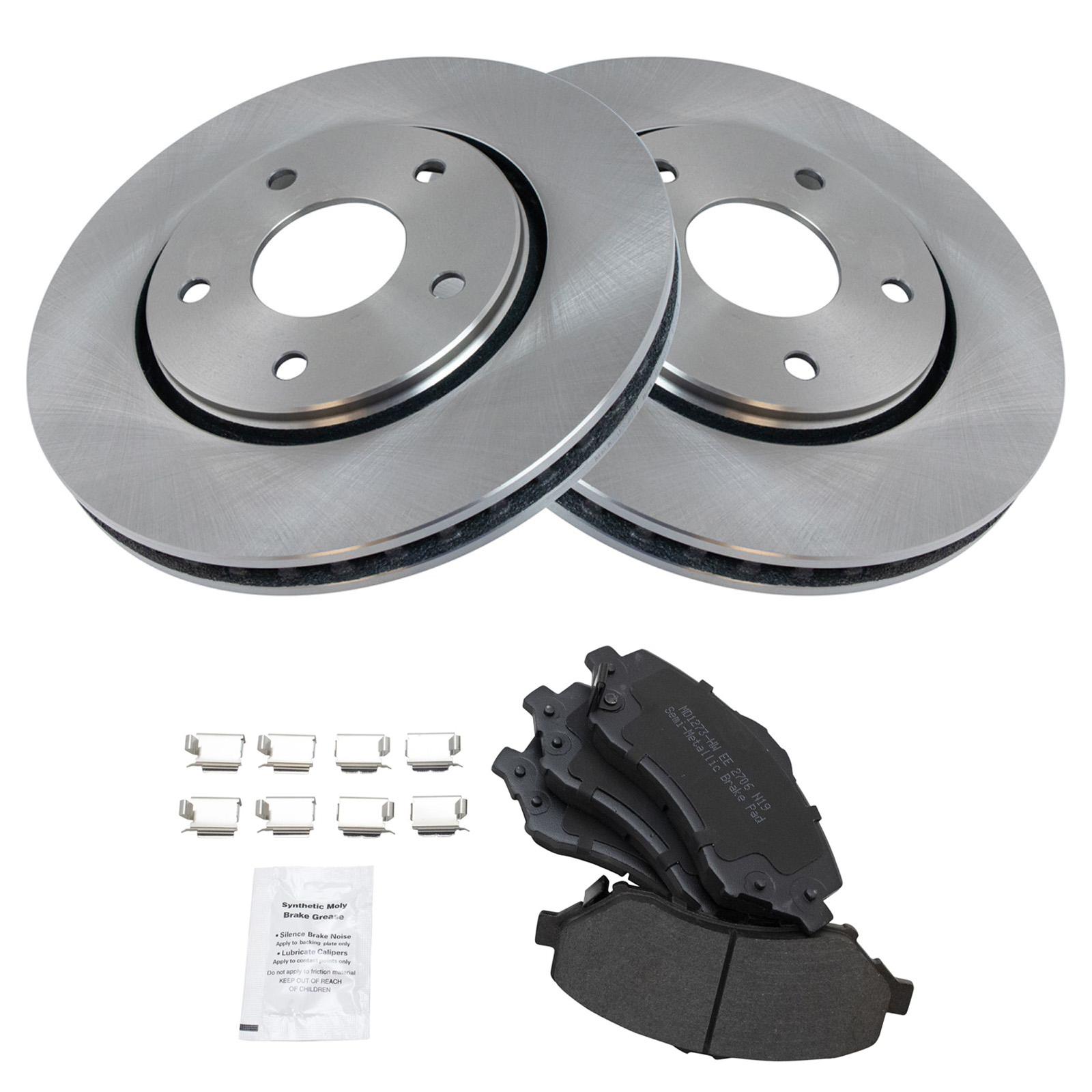 TRQ Front Brake Pad and Rotor Set Semi Metallic Vented Compatible with 2008-2016 Dodge Grand Caravan 2009-2013 Journey 2012-2015 Ram C/V 2008-2016 Chrysler Town & Country 2009-2014 Volkswagen Routan