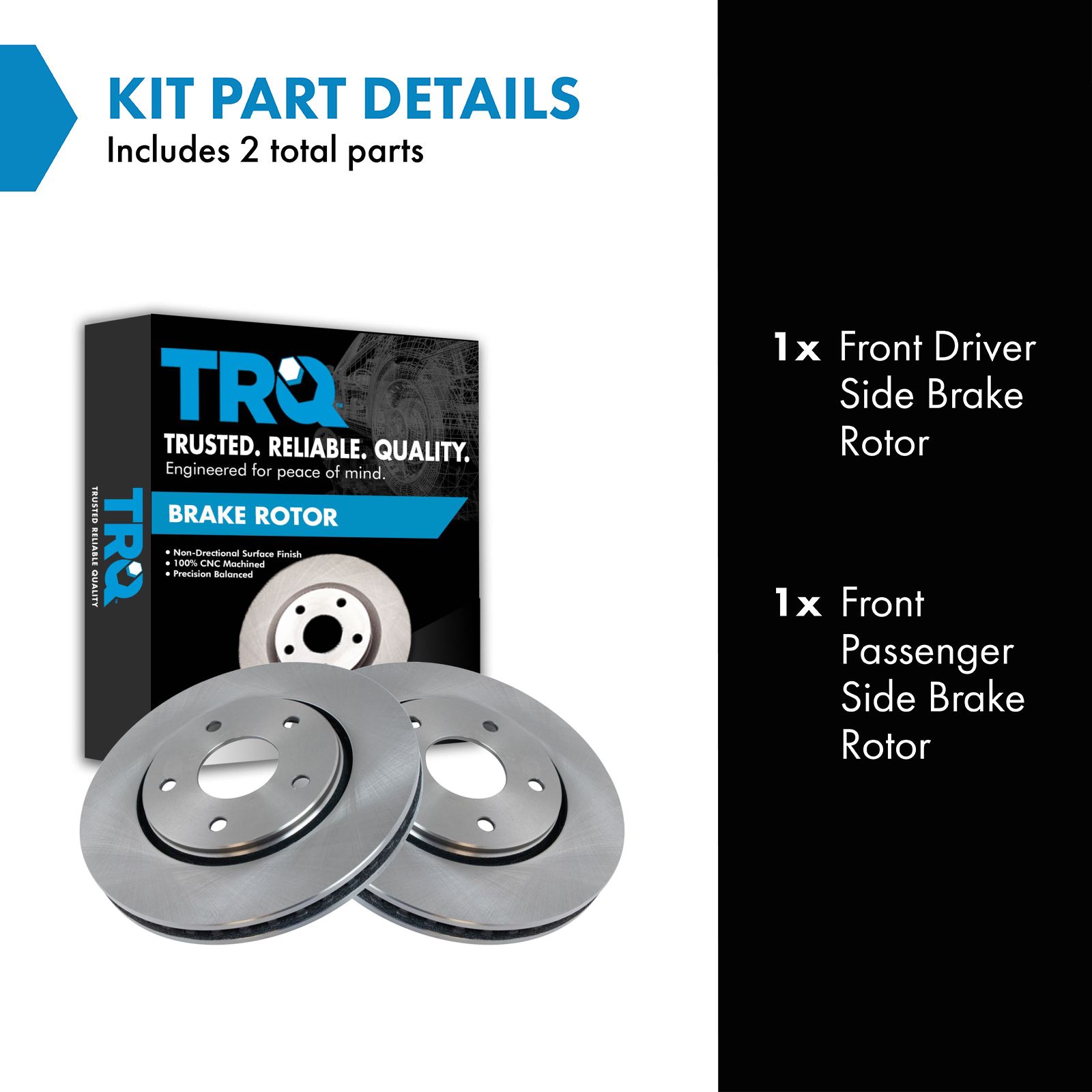 TRQ Front Brake Rotors Set Driver & Passenger Side Compatible with 2008-2016 Chrysler Town & Country Dodge Grand Caravan 2009-2013 Journey 2012-2015 Ram C/V 2009-2014 Volkswagen Routan