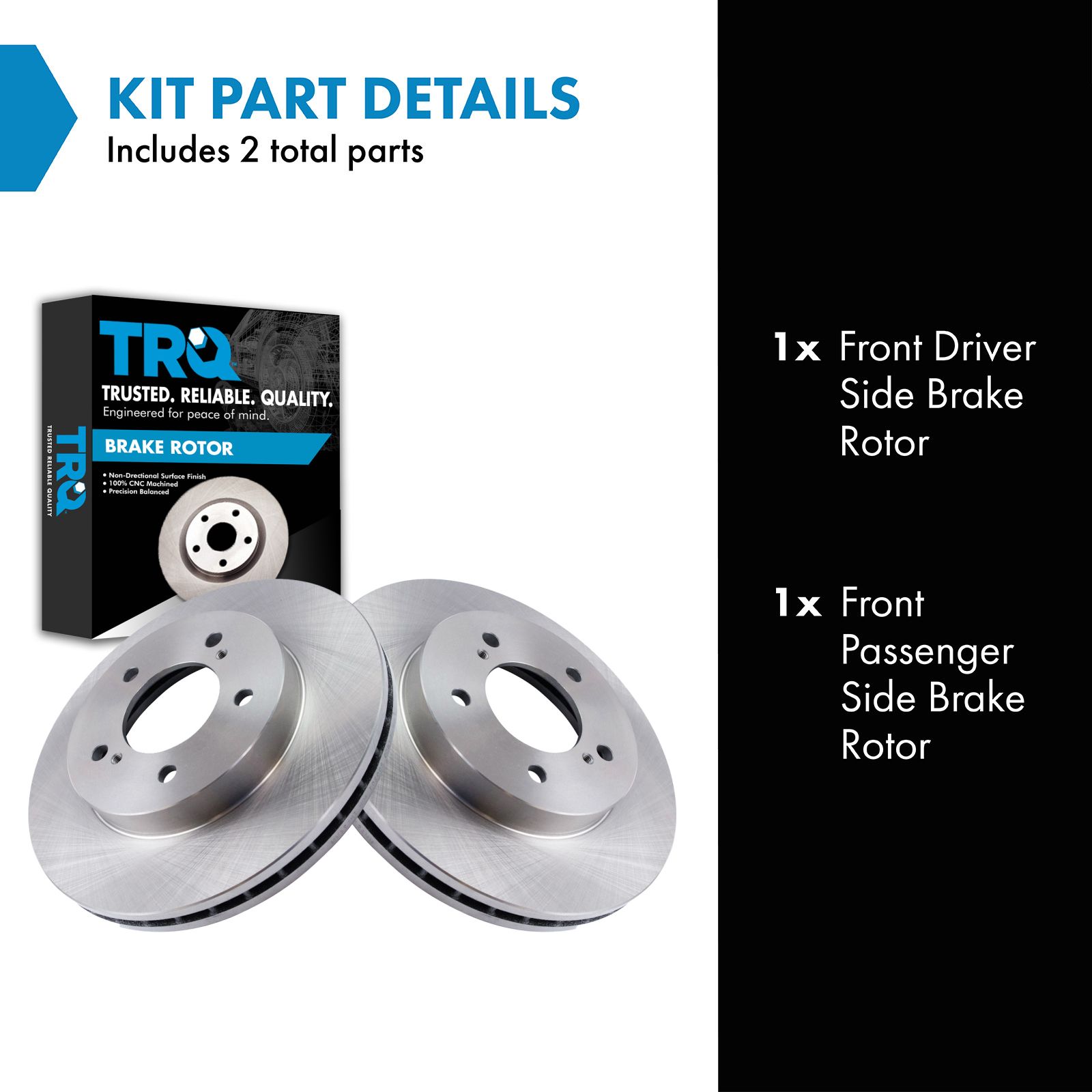 TRQ Front Brake Rotor Set Vented Compatible with 1993-2002 Mercury Villager 1993-2002 Nissan Quest