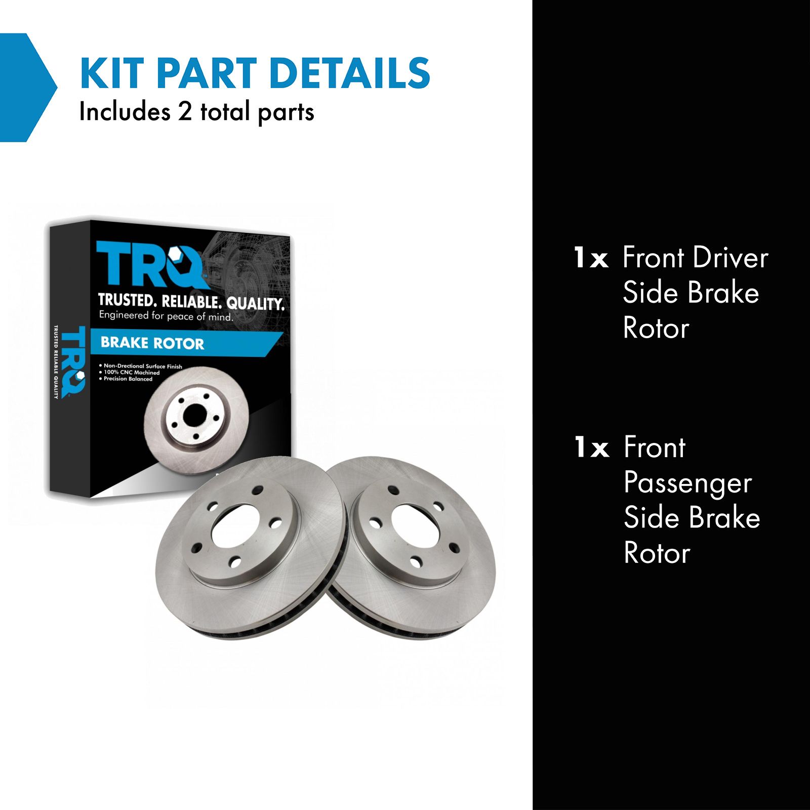 TRQ Front Brake Rotor Set Vented Compatible with 1993-1997 Chevrolet Camaro 1992-1997 Buick LeSabre 1991-1996 Cadillac DeVille 1993-1997 Pontiac Firebird 1991-1996 Oldsmobile 98