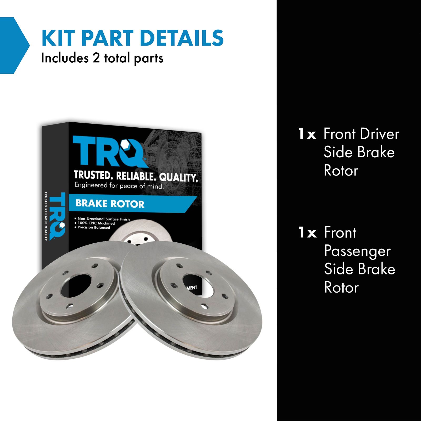 TRQ Front Disc Brake Rotor Pair Set for 2012-2015 Cargo Van / 2011-2018 Grand Caravan / 2012-2018 Journey / 2017-2019 Pacifica / 2012-2014 Routan / 2012-2016 Town & Country