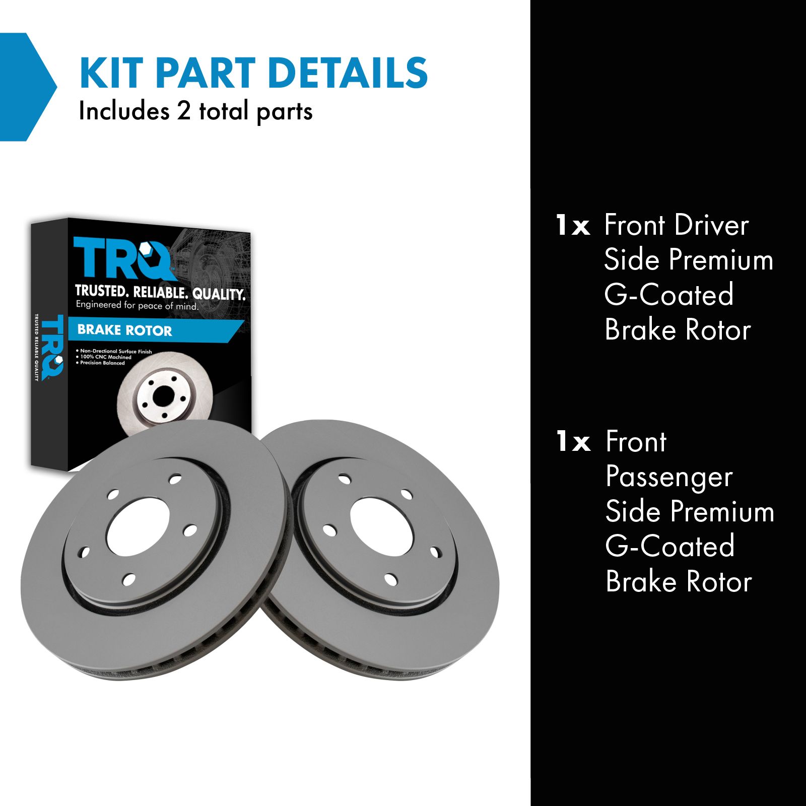 TRQ Front Brake Rotor Set G Coated Vented Compatible with 2008-2016 Dodge Grand Caravan 2009-2013 Journey 2012-2015 Ram C/V 2008-2016 Chrysler Town and Country 2009-2014 Volkswagen Routan