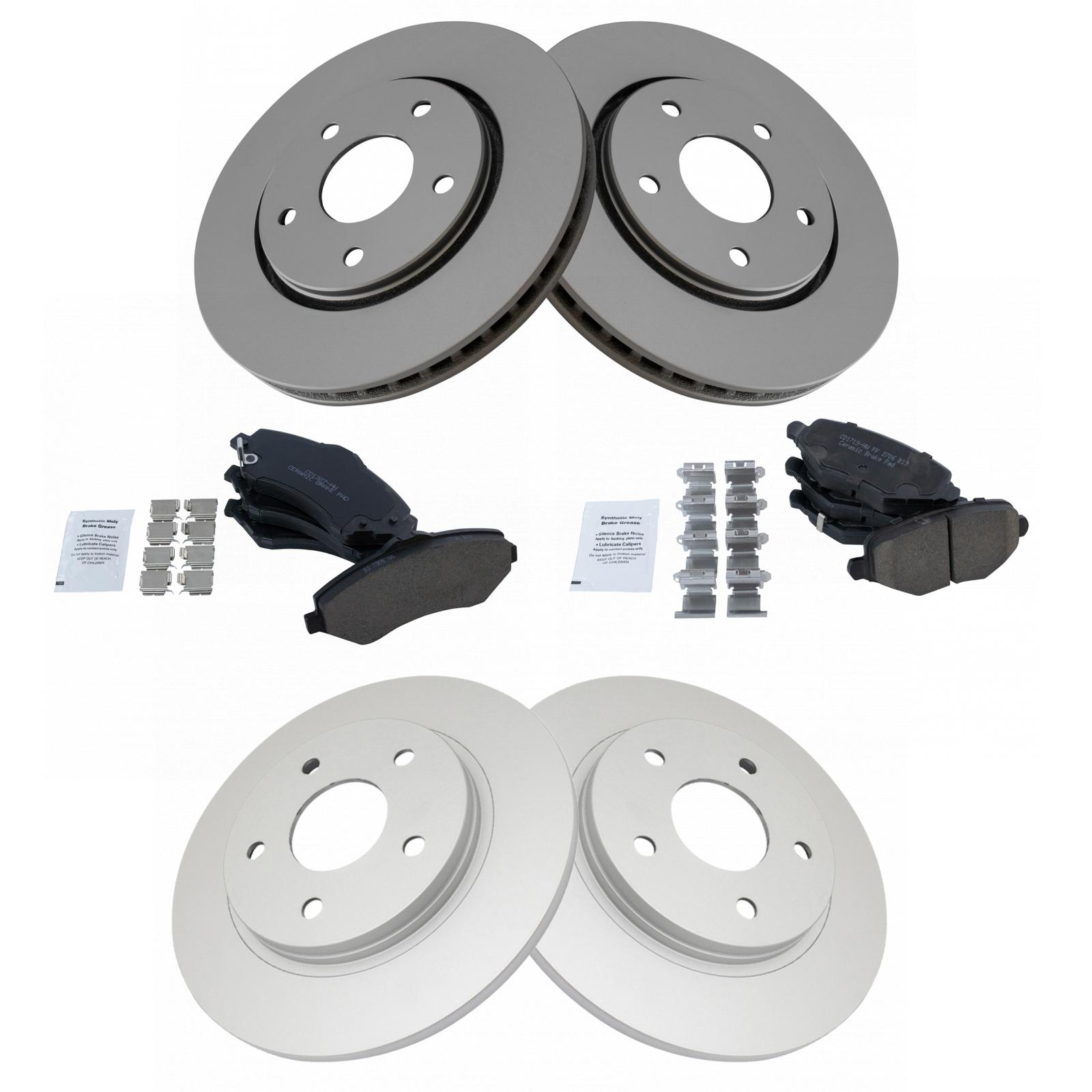 TRQ Front and Rear Brake Pad and Rotor Set Ceramic G Coated Rotors Compatible with 2012-2016 Dodge Grand Caravan Chrysler Town and Country 2013 Journey 2012-2015 Ram C V 2013-2014 Volkswagen Routan