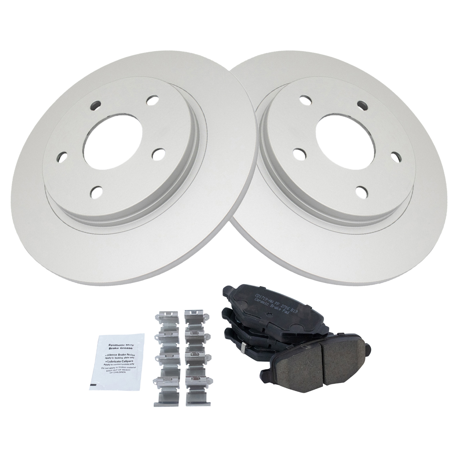 TRQ Rear Brake Pad and Rotor Set Ceramic Solid G-Coated Compatible with 2012-2016 Chrysler Town & Country 2012-2016 Dodge Grand Caravan 2013 Journey 2012-2015 Ram C/V 2013-2014 Volkswagen Routan