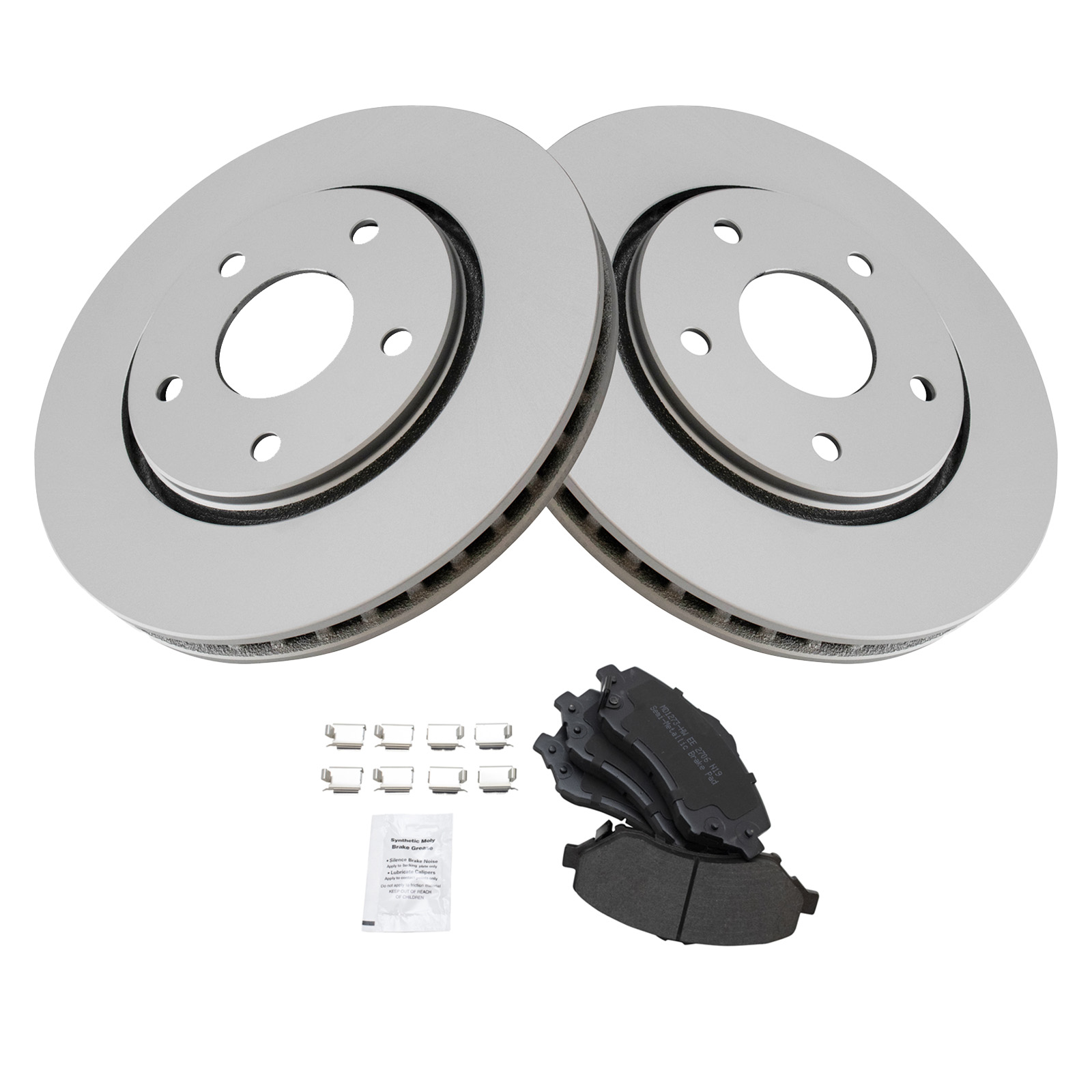 TRQ Front Semi Metallic Brake Pad and Rotor Set Compatible with 09-13 Dodge Journey 12-15 Ram C V with Single Piston Front Calipers 08-16 Chrysler Town and Country with