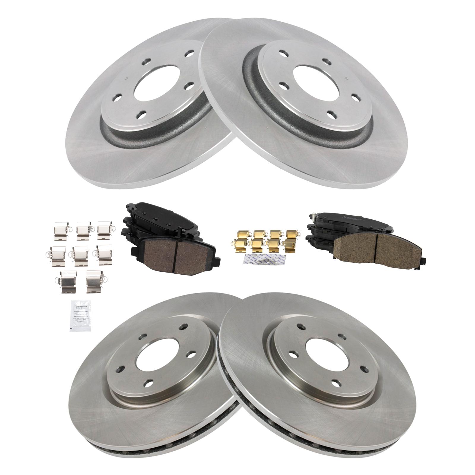 TRQ Front Rear Ceramic Brake Pads Rotors Compatible with Town Country Grand Caravan Journey