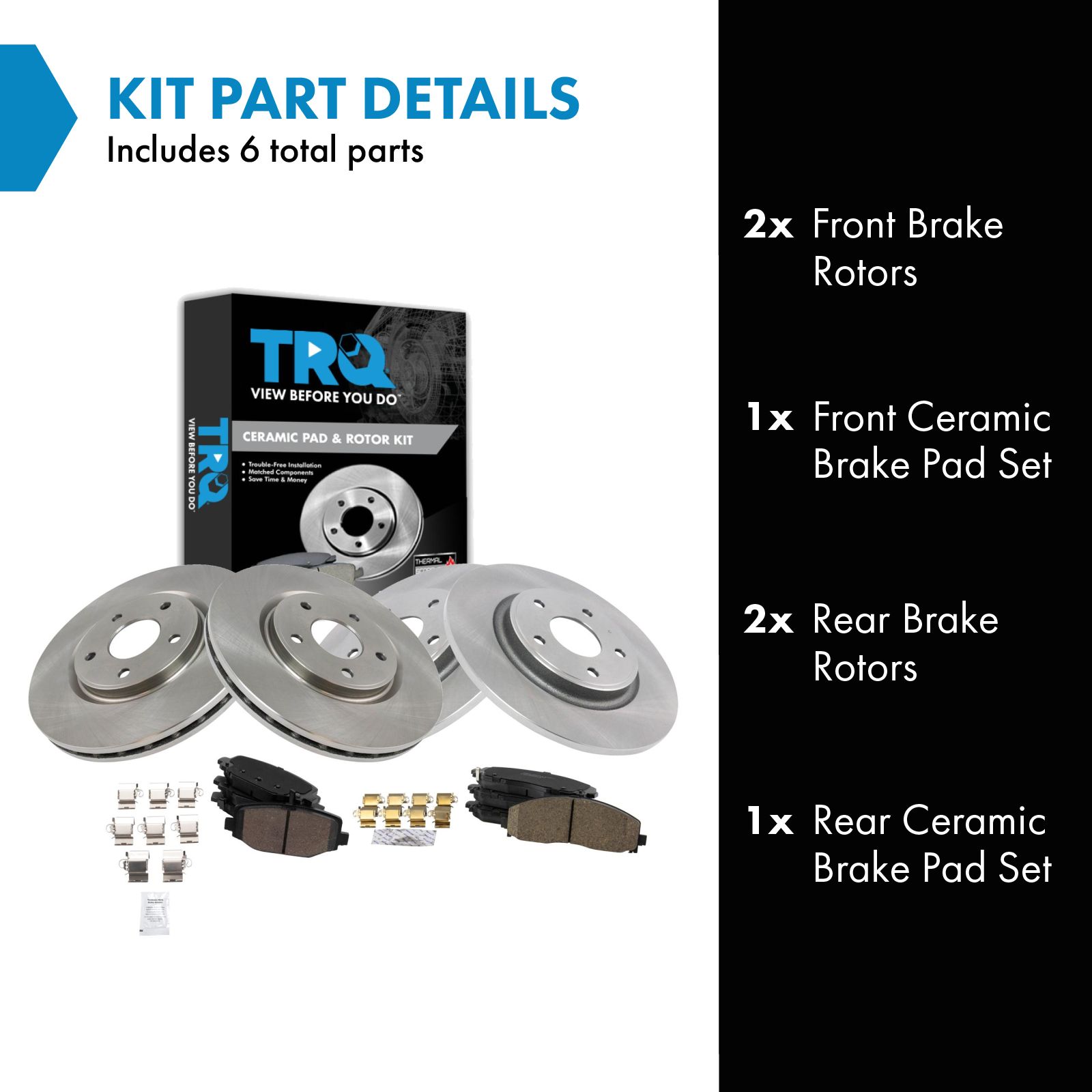 TRQ Front Rear Ceramic Brake Pads Rotors Compatible with Town Country Grand Caravan Journey