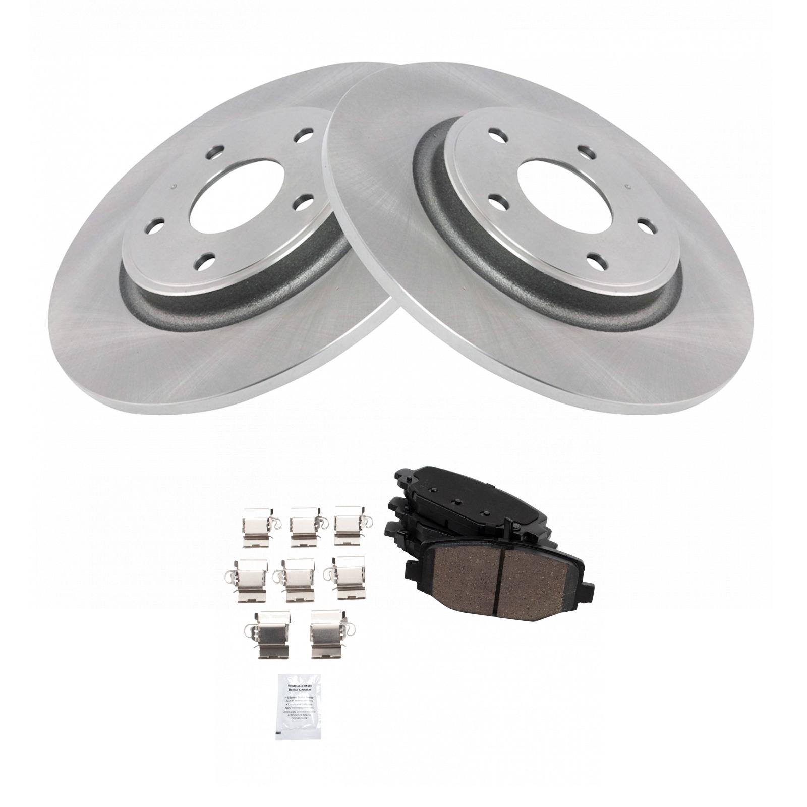 TRQ Rear Brake Pad and Rotor Set Ceramic Compatible with 2012-2016 Chrysler Town & Country 2012-2020 Dodge Grand Caravan Journey 2012-2015 Ram C/V 2012-2014 Volkswagen Routan