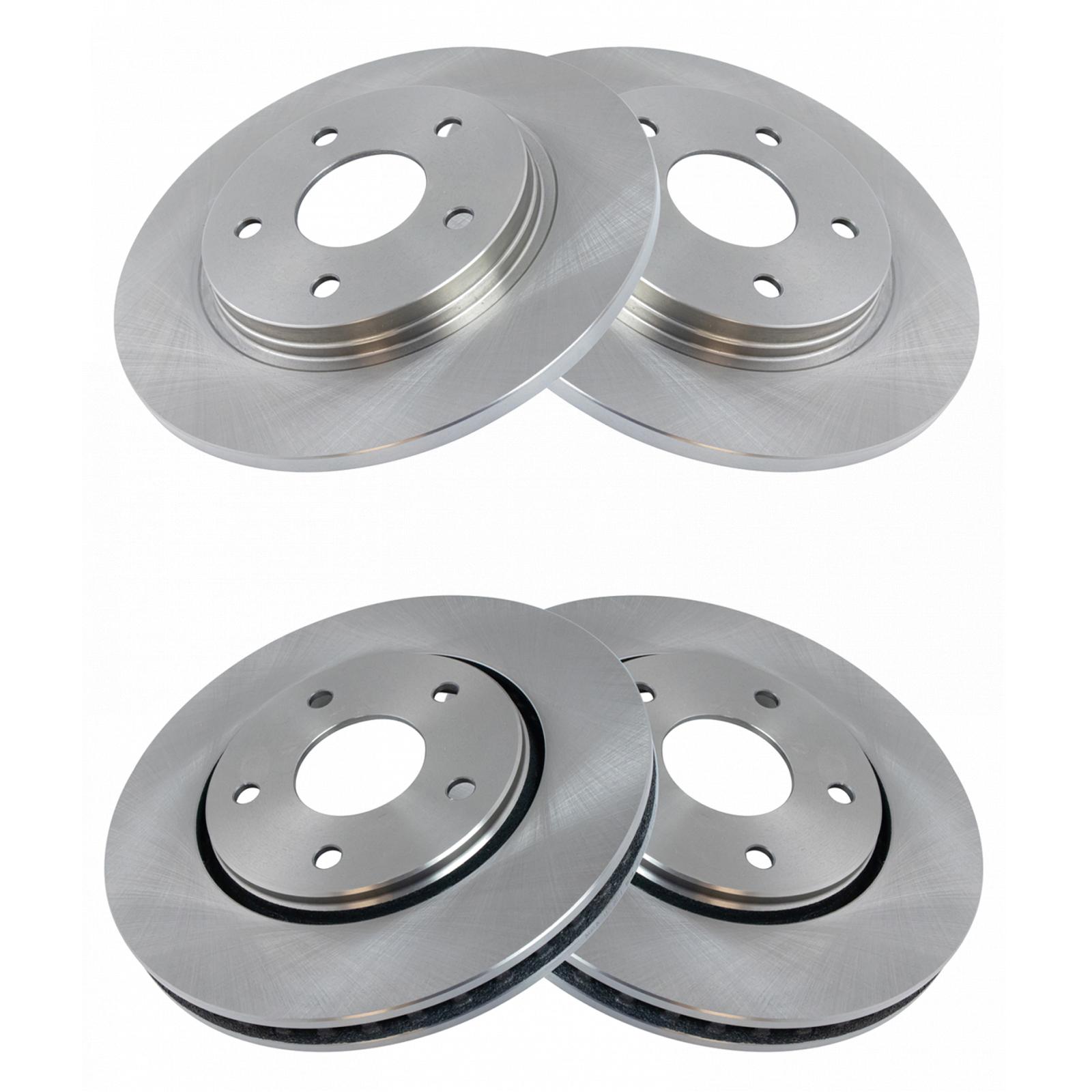 TRQ Front Rear Brake Rotor Set Vented Solid Compatible with 2008-2016 Chrysler Town and Country 2008-2016 Dodge Grand Caravan 2009-2013 Journey 2012-2015 Ram C V 2009-2014 Volkswagen Routan