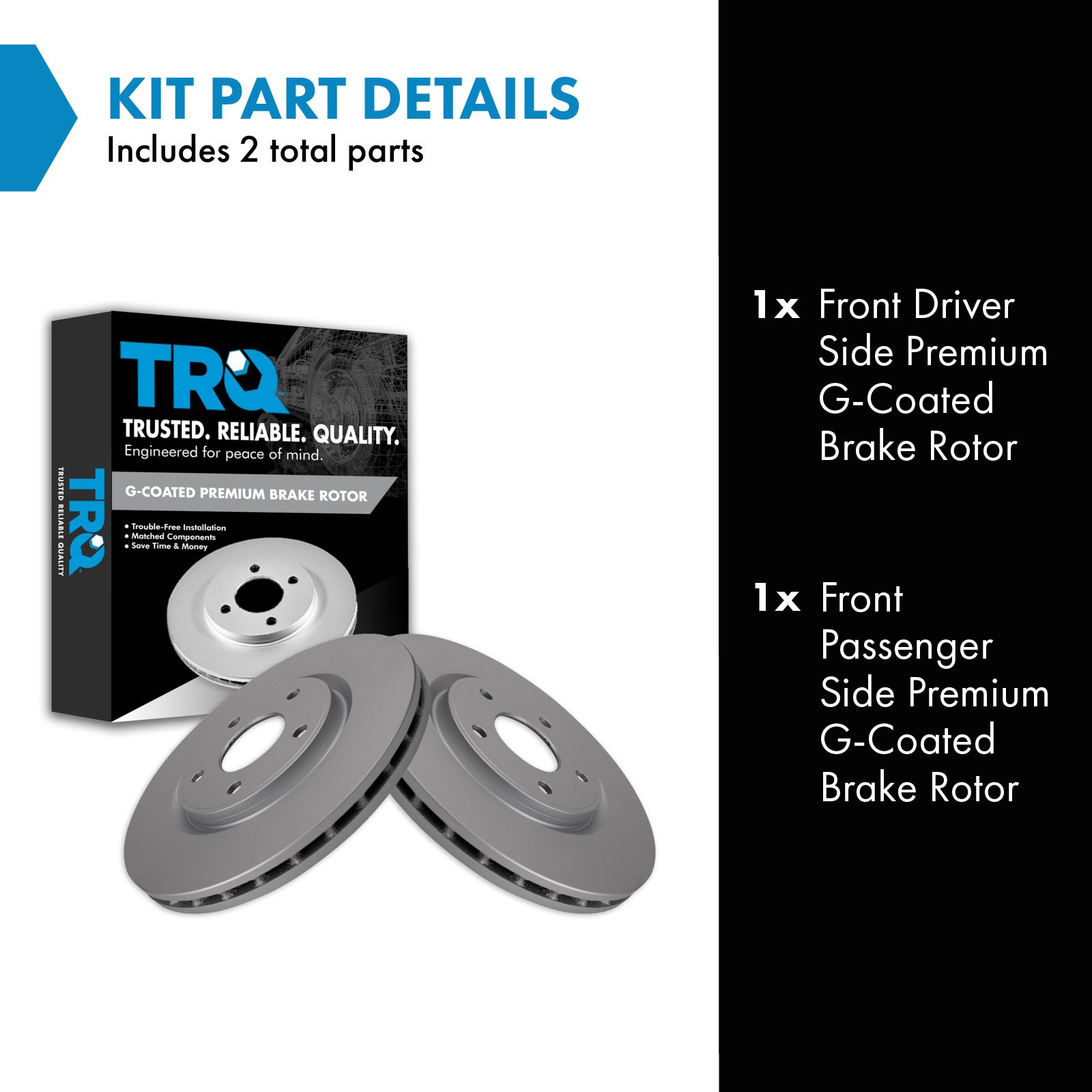 TRQ Front Brake Rotor Set Compatible with 12-19 Chrysler 11-20 Dodge 13-15 Ram