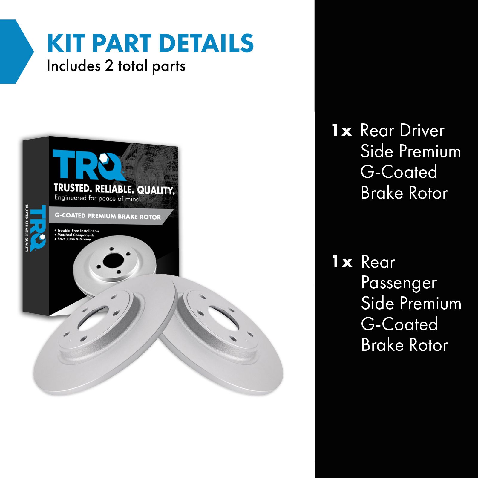 TRQ Rear Brake Rotors Set Premium G-Coated Driver & Passenger Side Compatible with 12-15 C/V 11-20 Grand Caravan 12-20 Journey 12-14 Routan 12-16 Town & Country