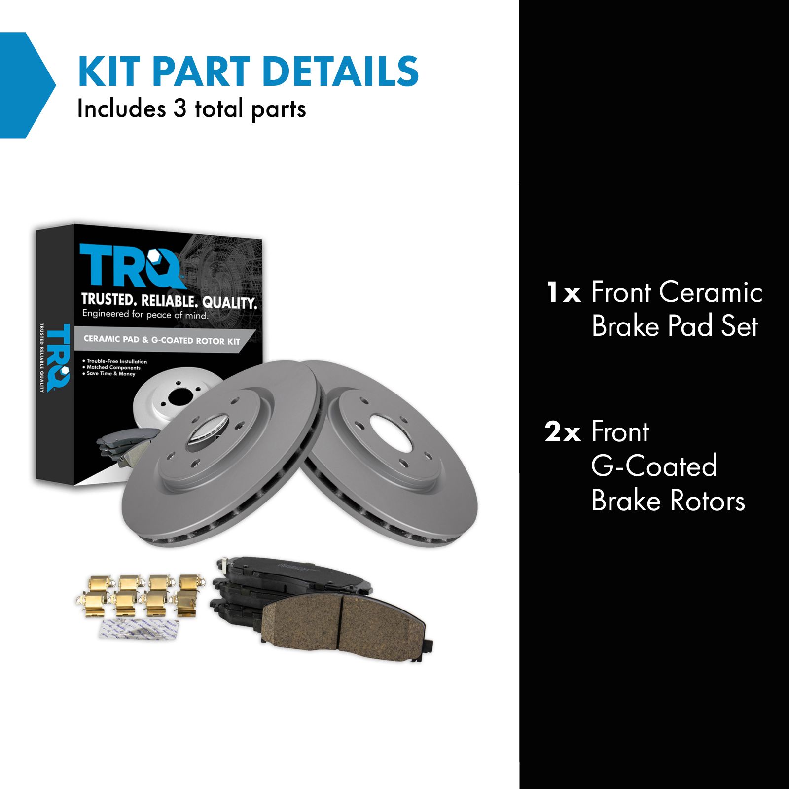 TRQ Front Premium Ceramic Brake Pad & Coated Rotor Kit Compatible with Chrysler VW Van