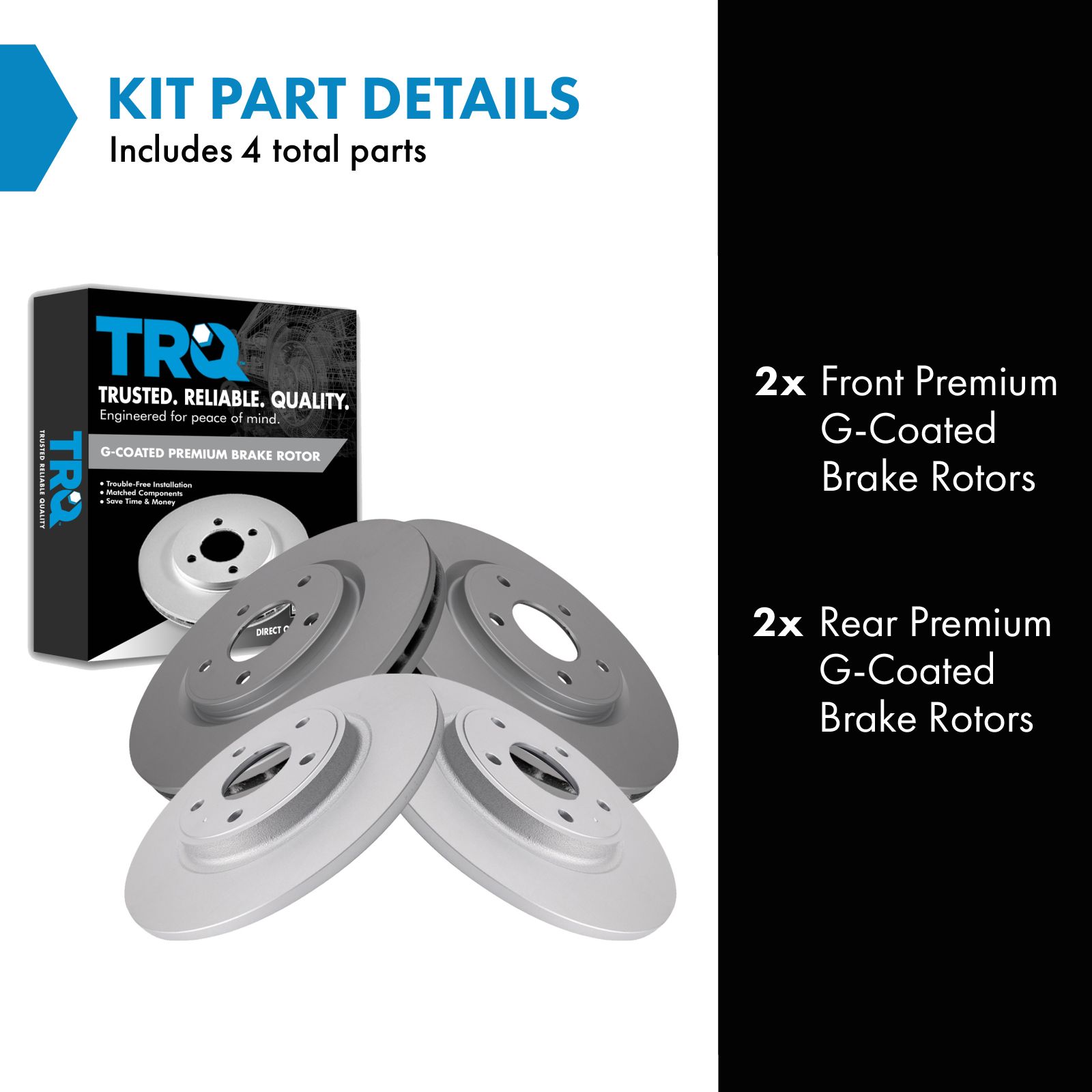 TRQ Front & Rear Brake Rotors Set Premium G-Coated Compatible with 2012-2016 Chrysler Town & Country 2011-2020 Dodge Grand Caravan 2012-2020 Journey 2012-2015 Ram C/V 2012-2013 Volkswagen Routan