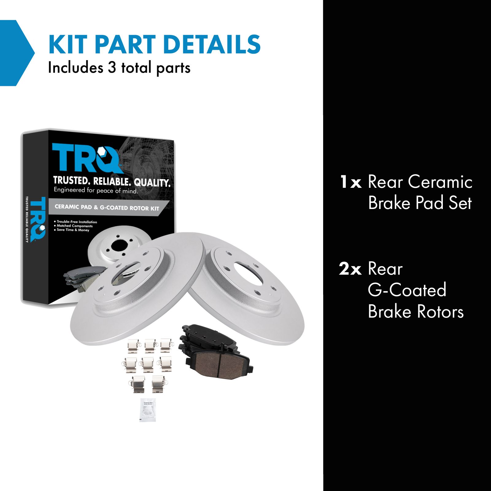 TRQ Rear Brake Pad and Rotor Set Ceramic G Coated Rotors Compatible with 2012-2016 Chrysler Town and Country 2012-2020 Dodge Grand Caravan Journey 2012-2015 Ram C V 2012-2014 Volkswagen Routan