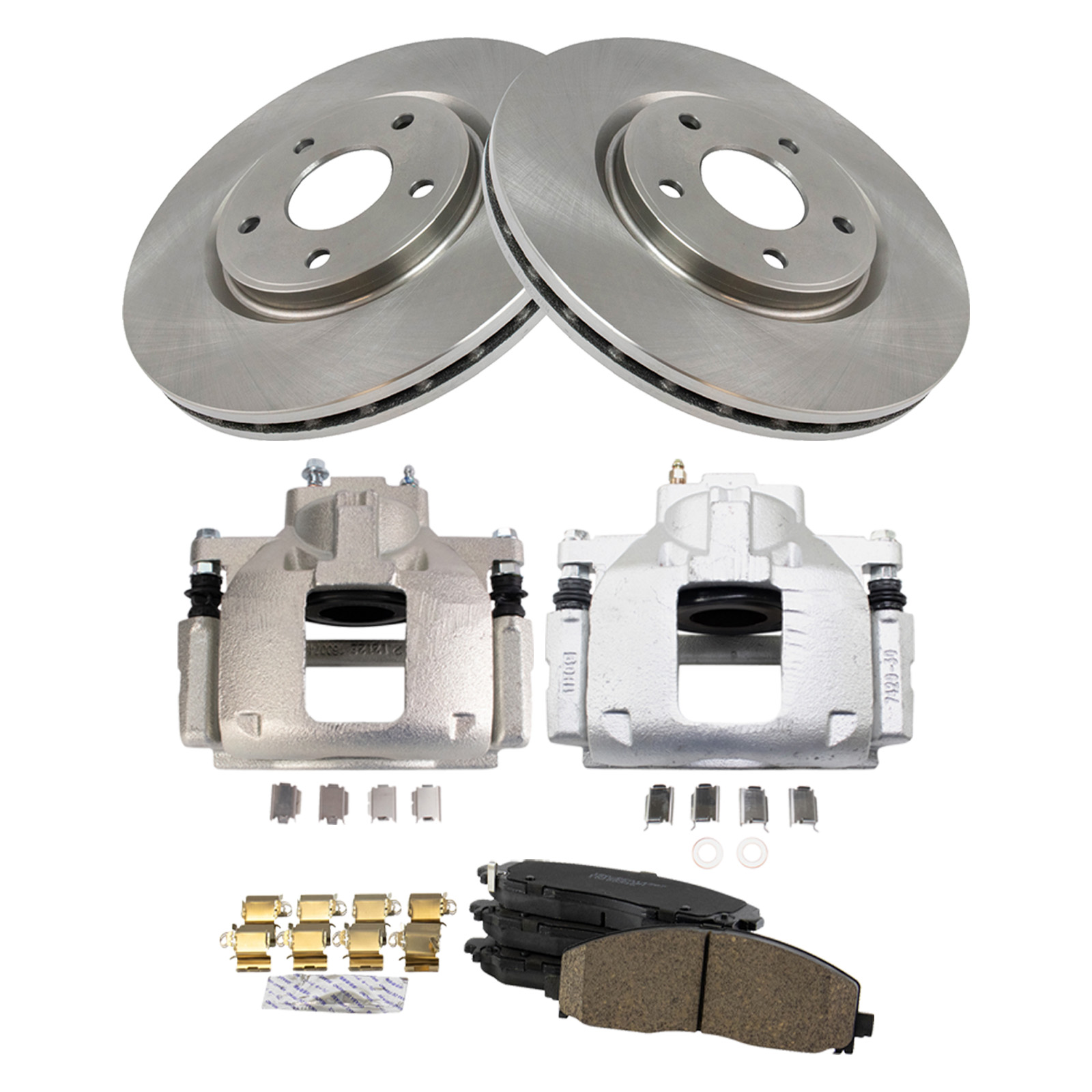 TRQ Front Brake Pad & Rotor Kit Brake Caliper Brake Pads Brake Rotor Ceramic Vented Compatible with 2012 Chrysler Town & Country Dodge Grand Caravan Ram C/V Volkswagen Routan