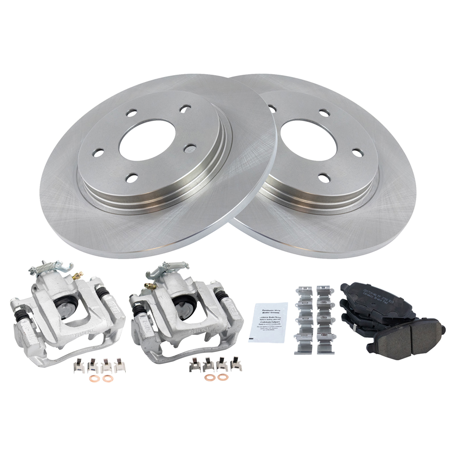 TRQ Rear Brake Pad and Rotor Set Caliper Ceramic Solid Compatible with 2012-2016 Chrysler Town & Country 2012-2016 Dodge Grand Caravan 2012-2015 Ram C/V 2013-2014 Volkswagen Routan