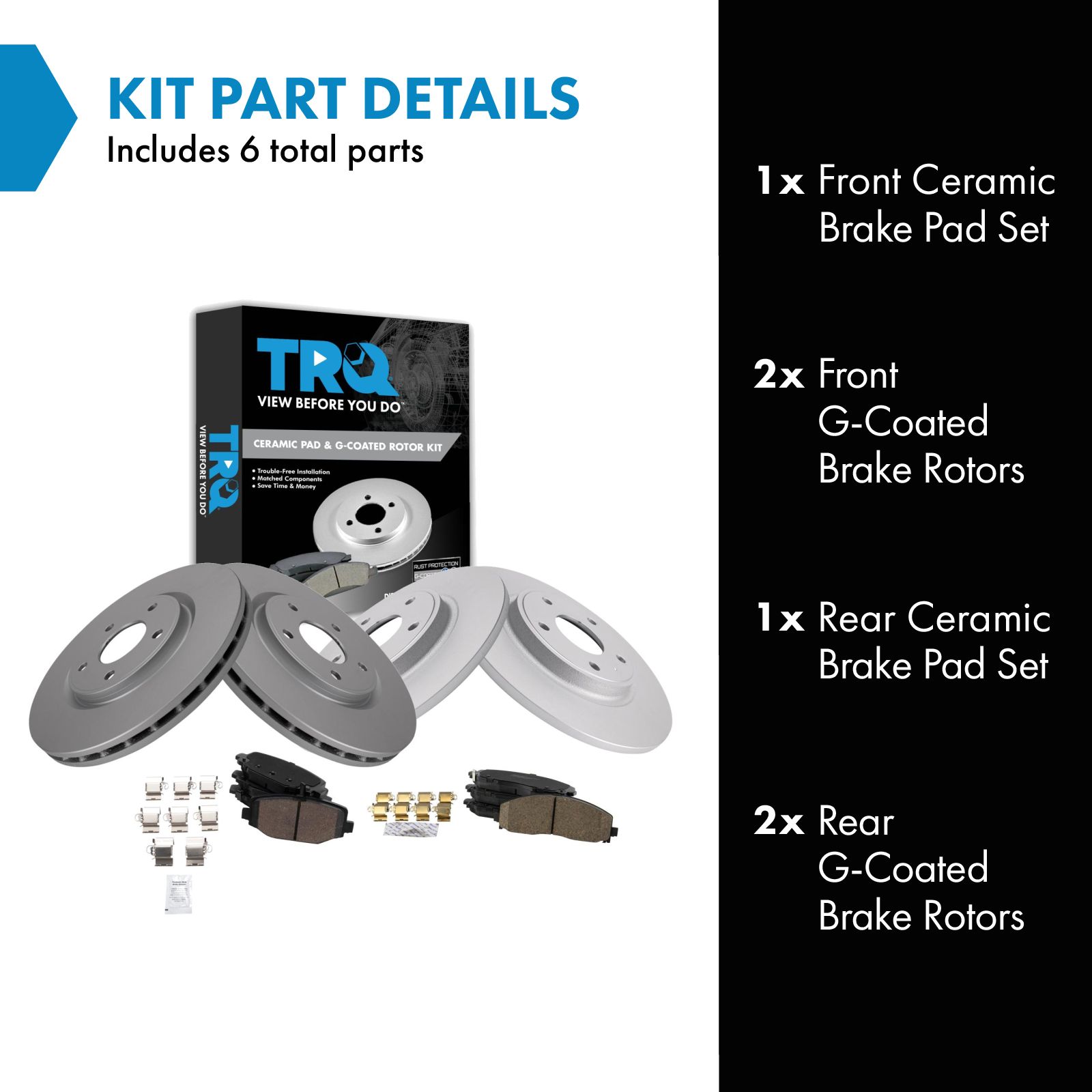 TRQ Front & Rear Brake Pad & Rotor Kit Compatible with Town & Country Grand Caravan Journey