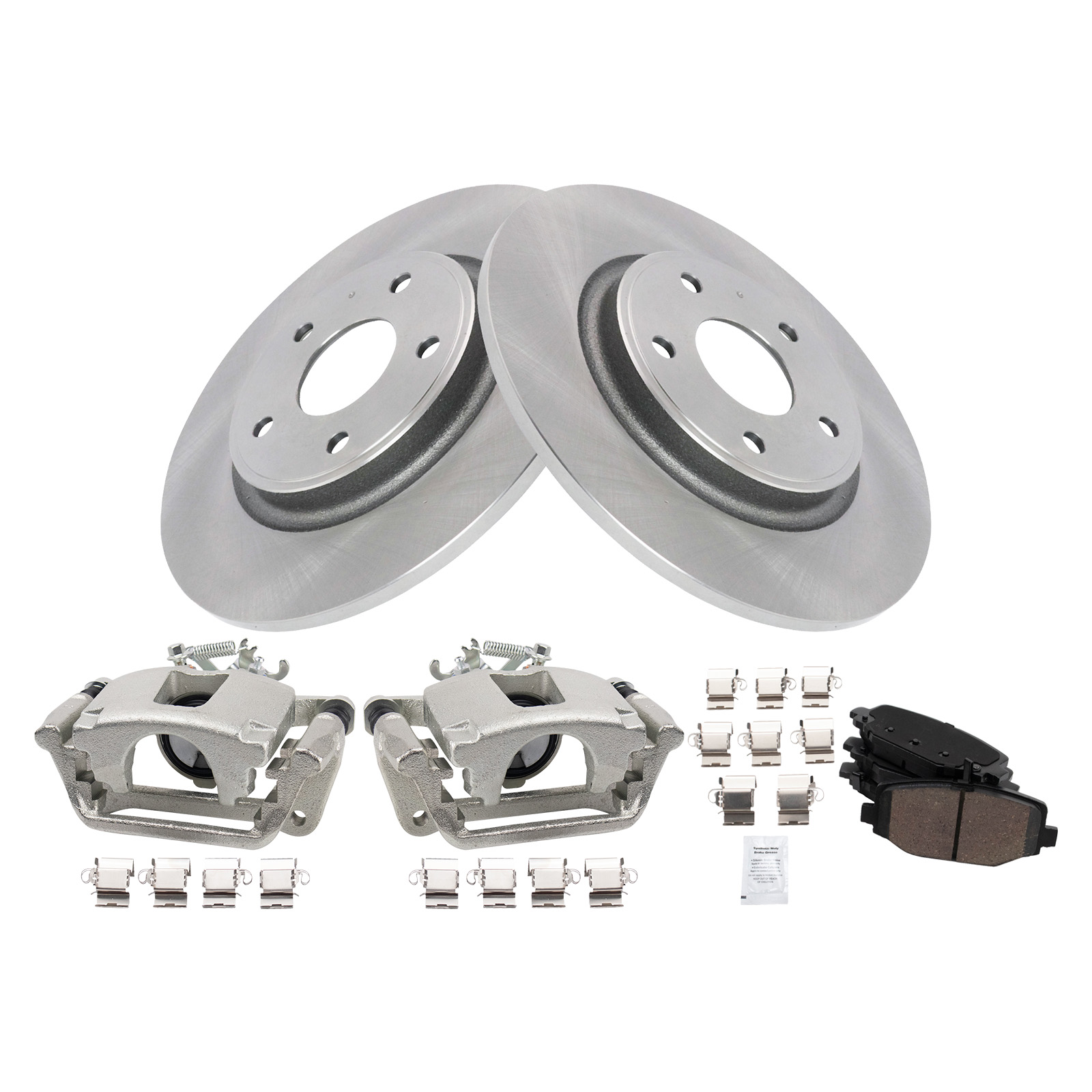 TRQ Rear Brake Pad and Rotor Set Ceramic Rotors Calipers Compatible with 2012-2016 Chrysler Town and Country 2012-2018 Dodge Grand Caravan 2013-2015 Ram Cargo Van