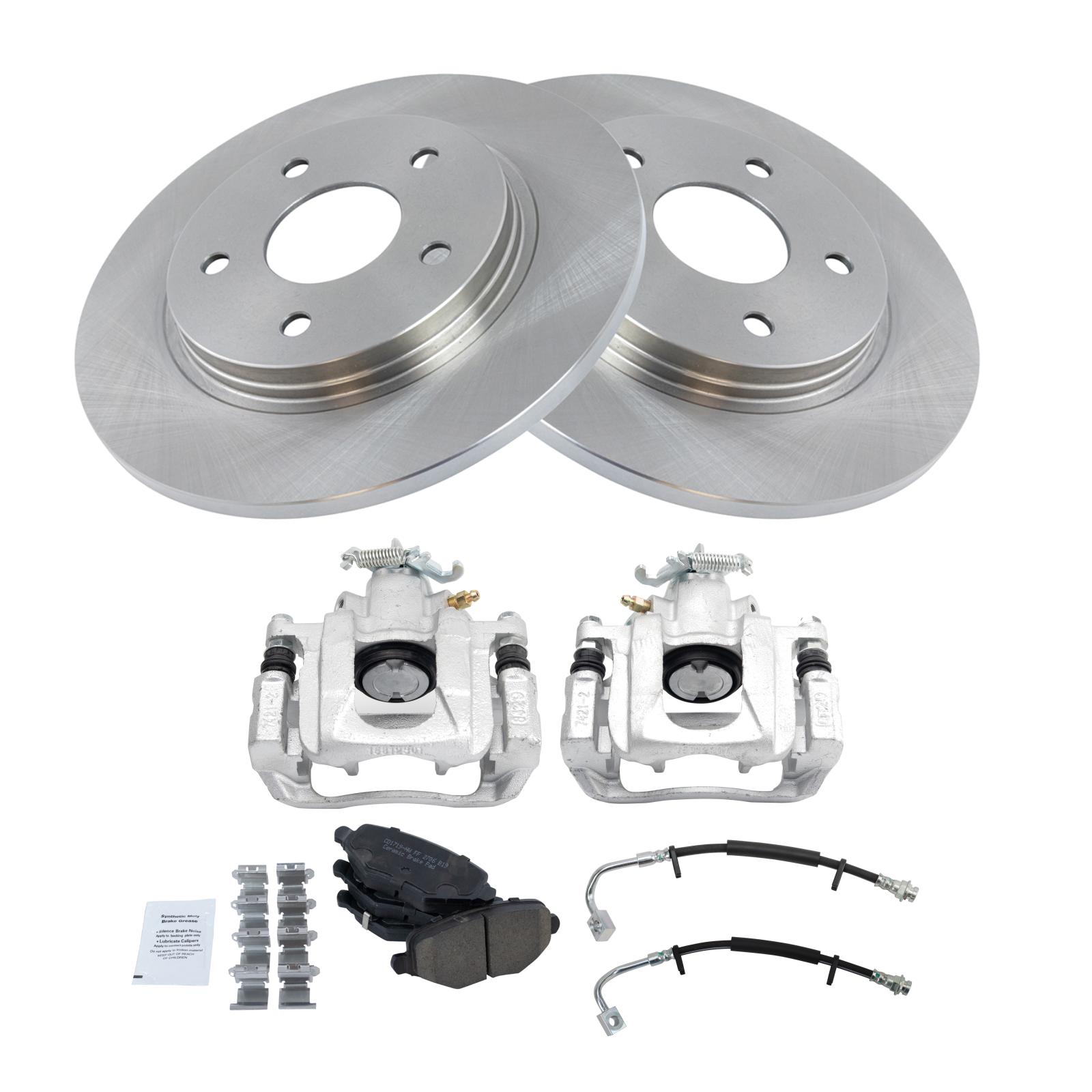 TRQ Rear Brake Pad and Rotor Set Ceramic Calipers Compatible with 2012-2016 Chrysler Town and Country Grand Caravan 2012-2015 Ram Cargo Van 2013-2014 Volkswagen Routan